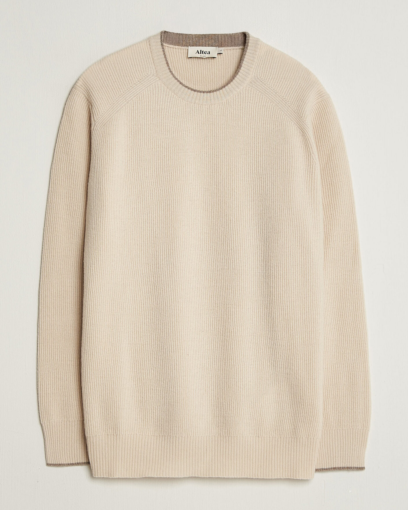 Herre | Trøjer | Altea | Rib Wool Raglan Sweater Cream