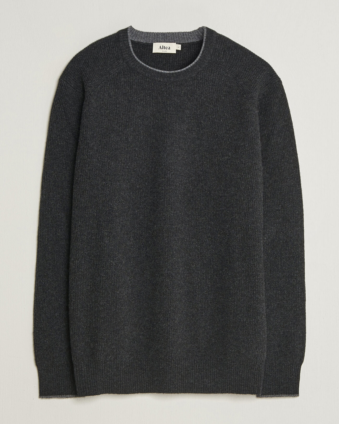 Herre | Trøjer | Altea | Rib Wool Raglan Sweater Charcoal