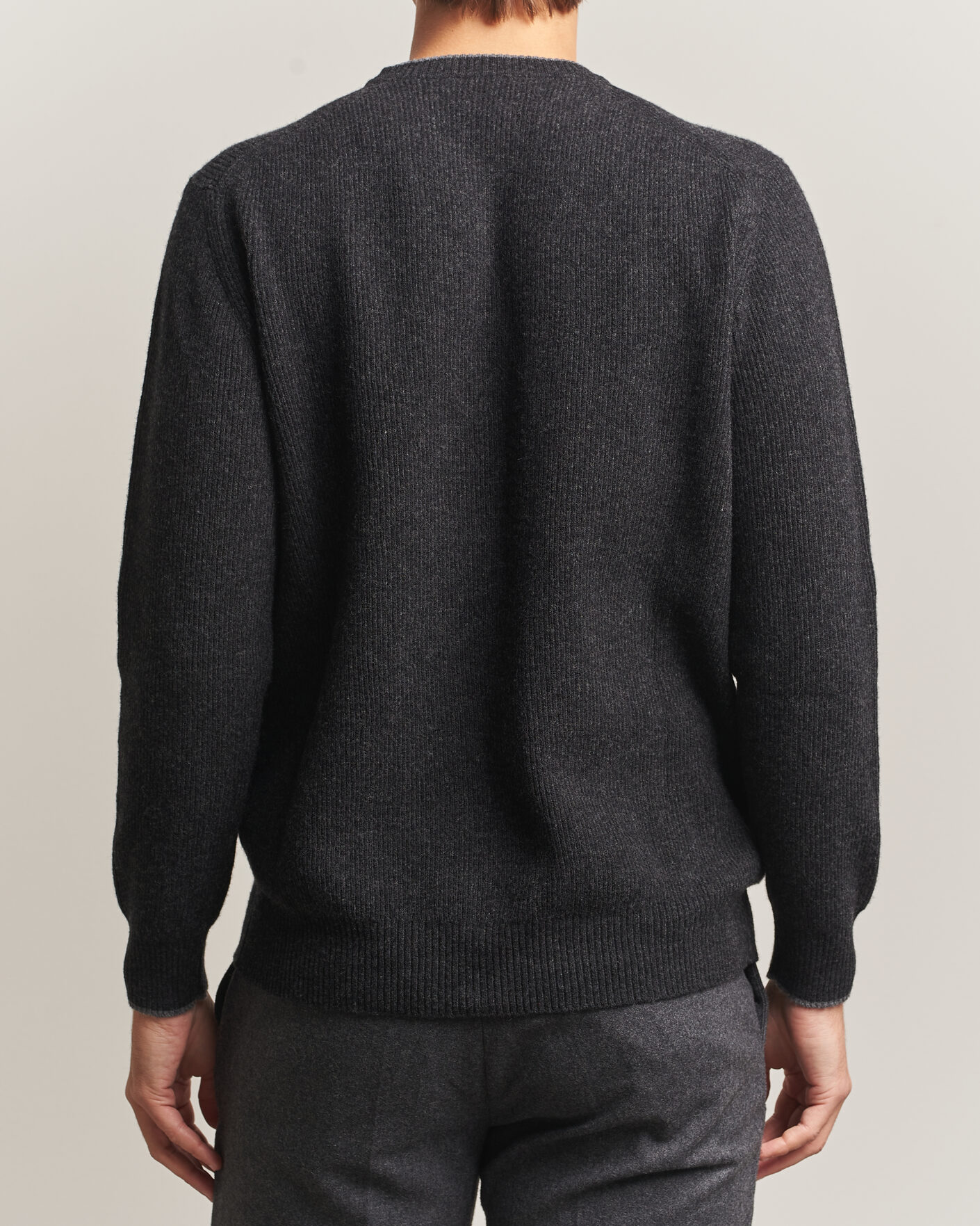 Herre | Trøjer | Altea | Rib Wool Raglan Sweater Charcoal