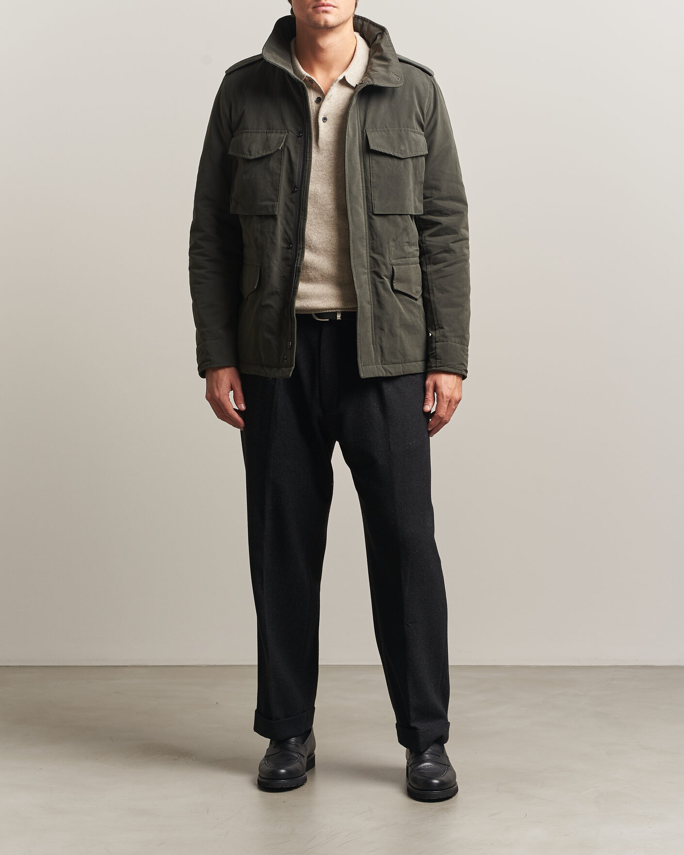 Herre | Jakker | Aspesi | Lined Cotton Field Jacket Grey