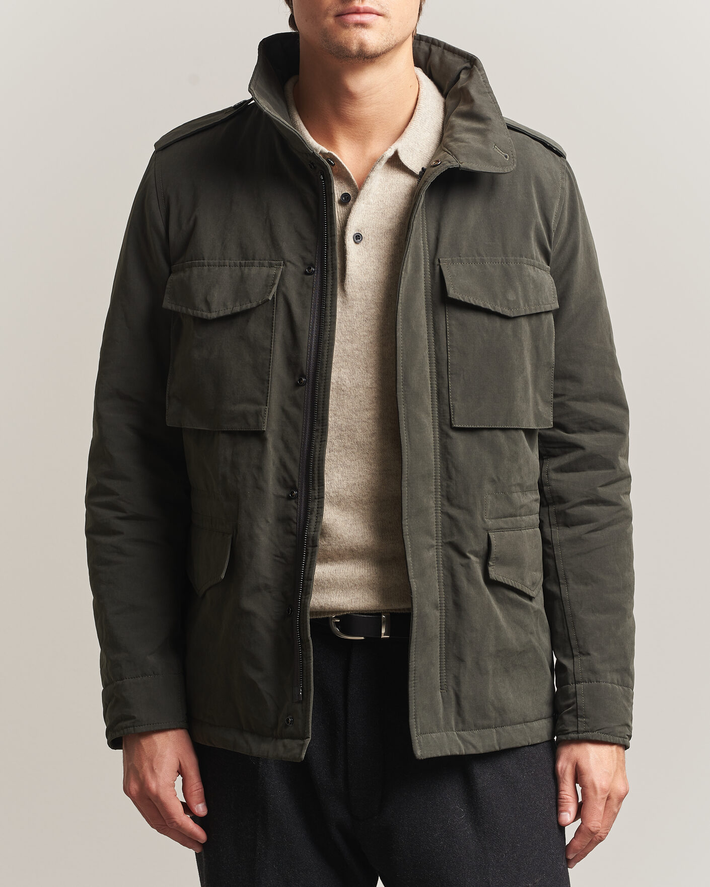 Herre | Jakker | Aspesi | Lined Cotton Field Jacket Grey