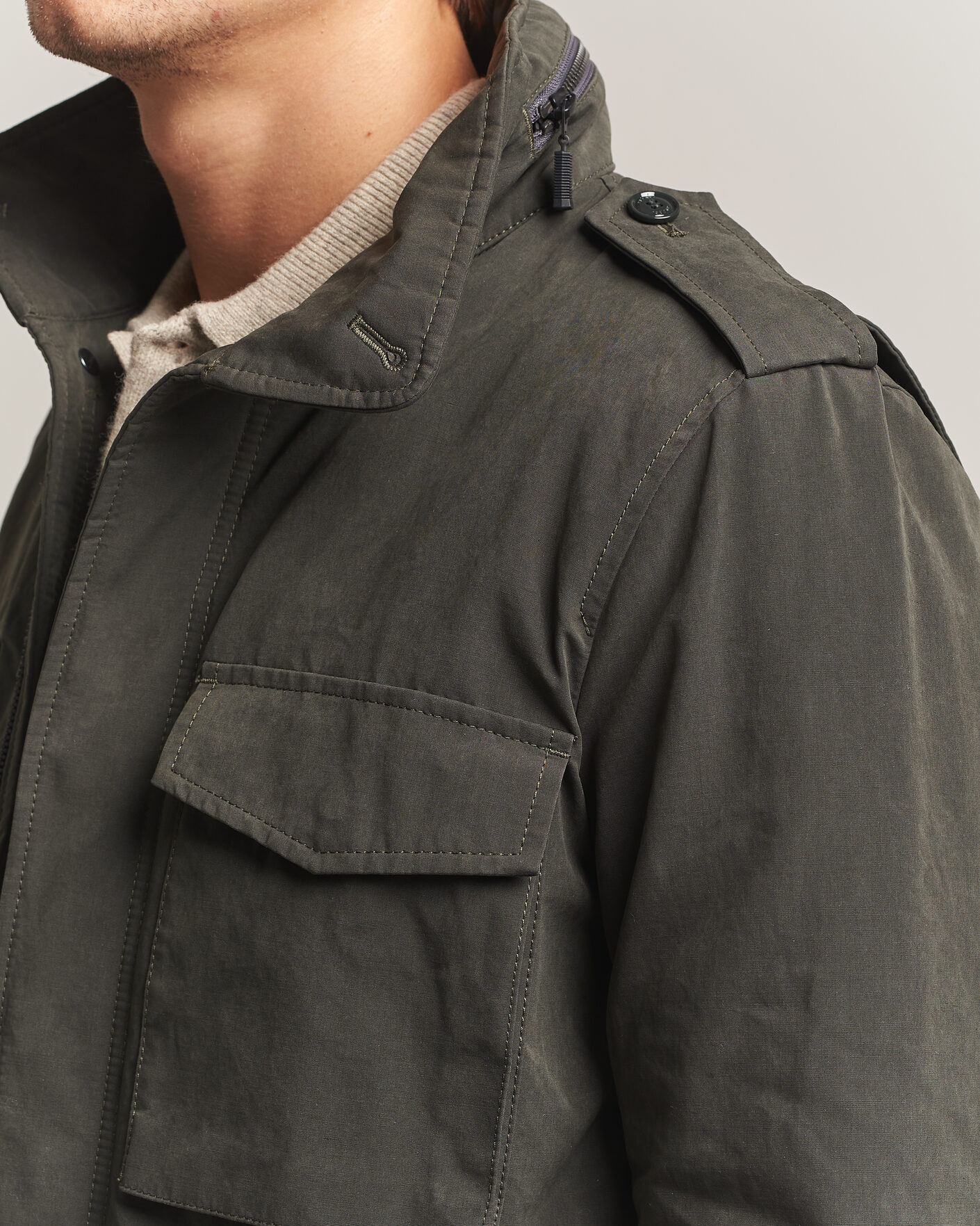 Herre | Jakker | Aspesi | Lined Cotton Field Jacket Grey