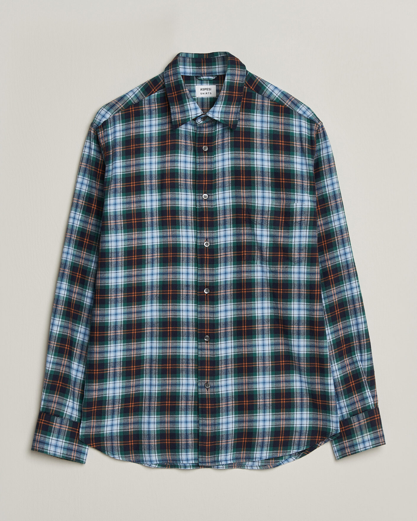 Herre | Skjorter | Aspesi | Flannel Shirt Blue Check