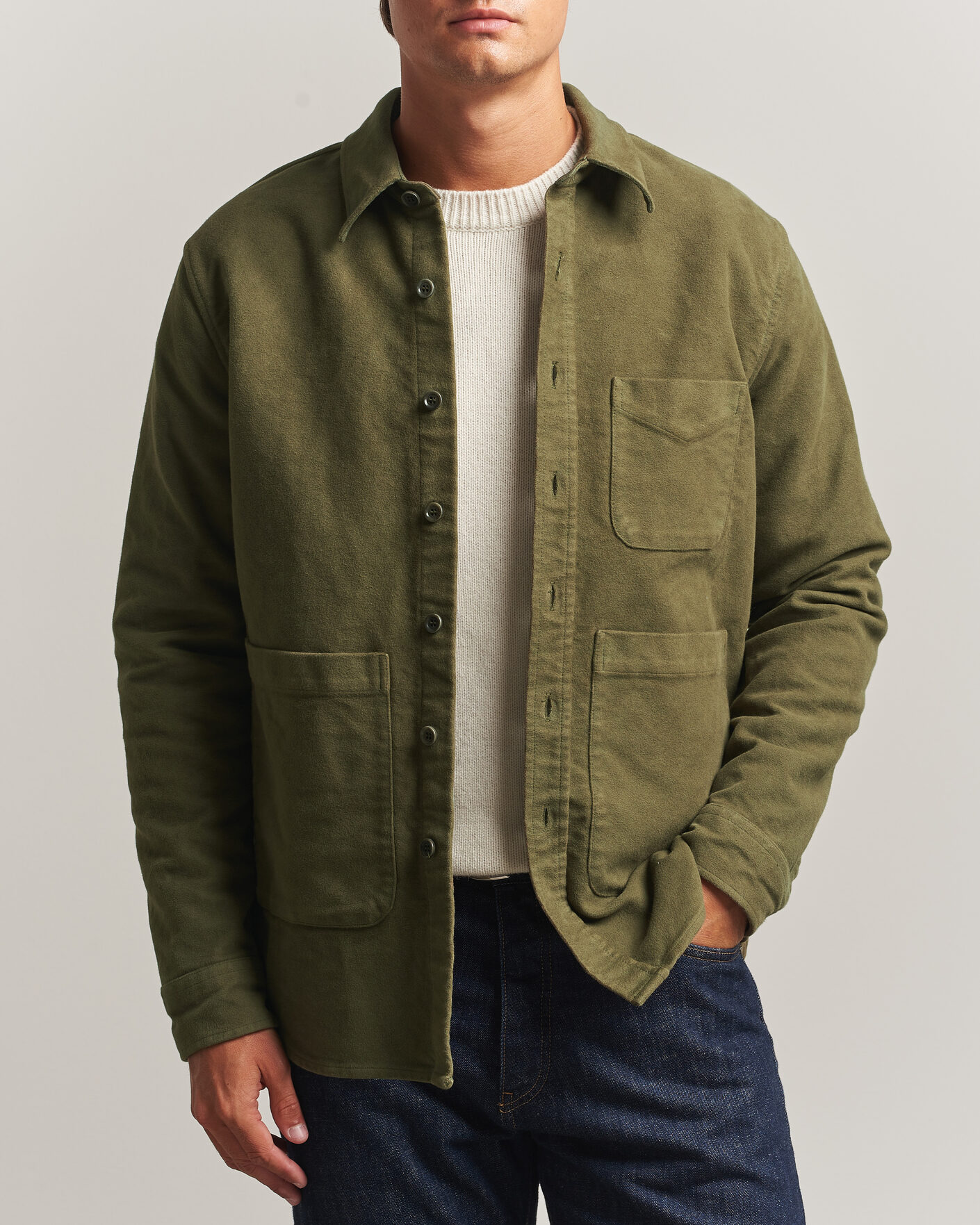 Herre | Skjorter | Aspesi | Moleskine Utility Shirt Military
