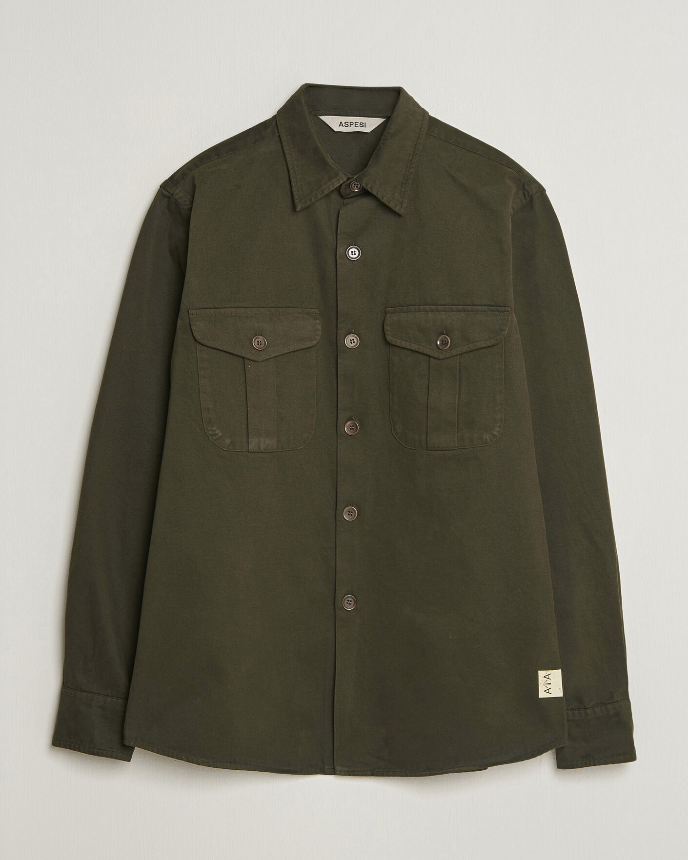 Herre | Skjorter | Aspesi | Twill Cotton Overshirt Military