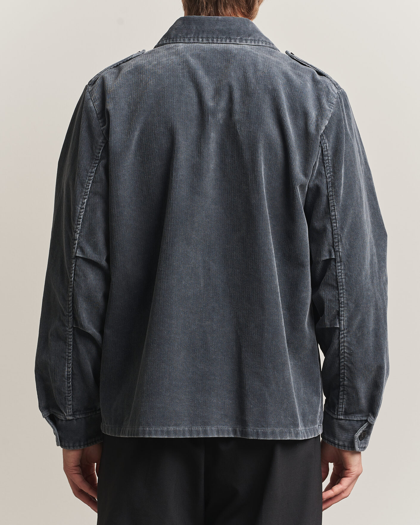 Herre | Skjorter | Aspesi | Double Pocket Corduroy Overshirt Washed Black