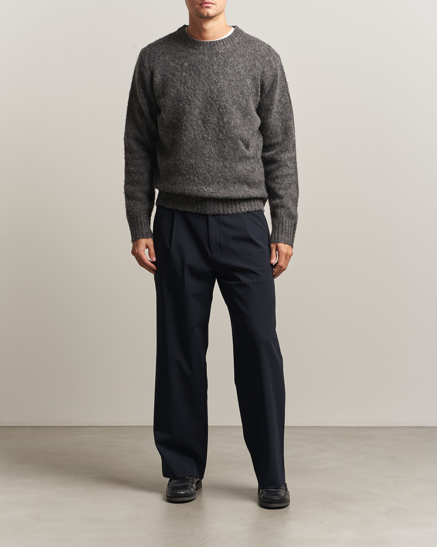 Herre | Trøjer | Aspesi | Brushed Shetland Sweater Grey Melange