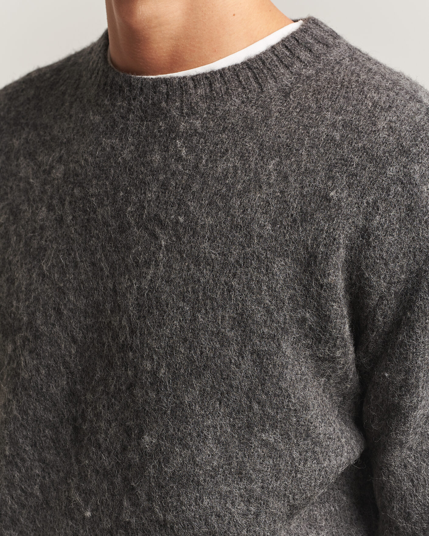 Herre | Trøjer | Aspesi | Brushed Shetland Sweater Grey Melange