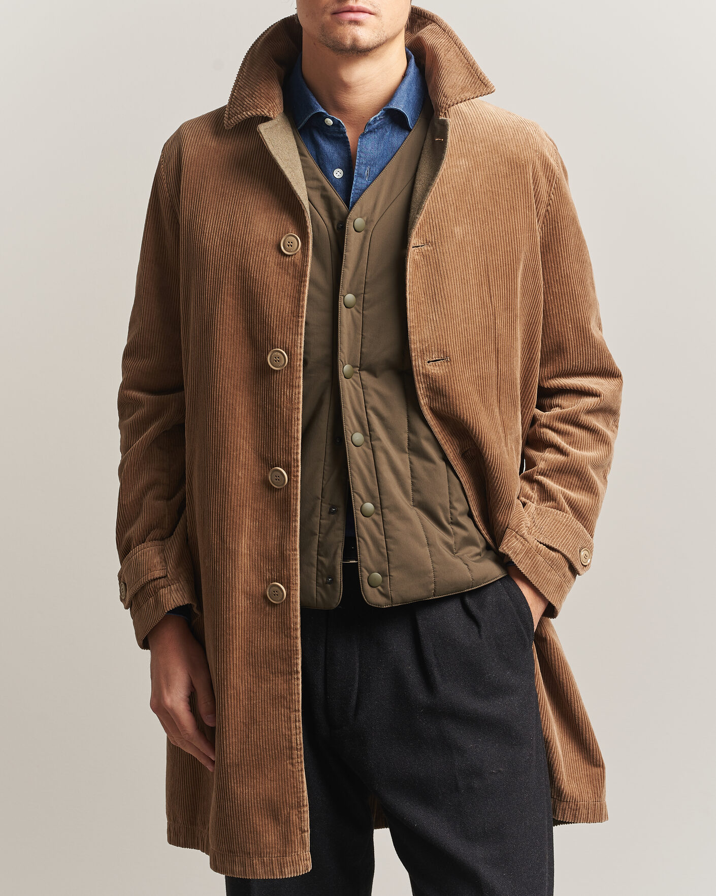 Herre | Jakker | Aspesi | Corduroy Raglan Coat Beige