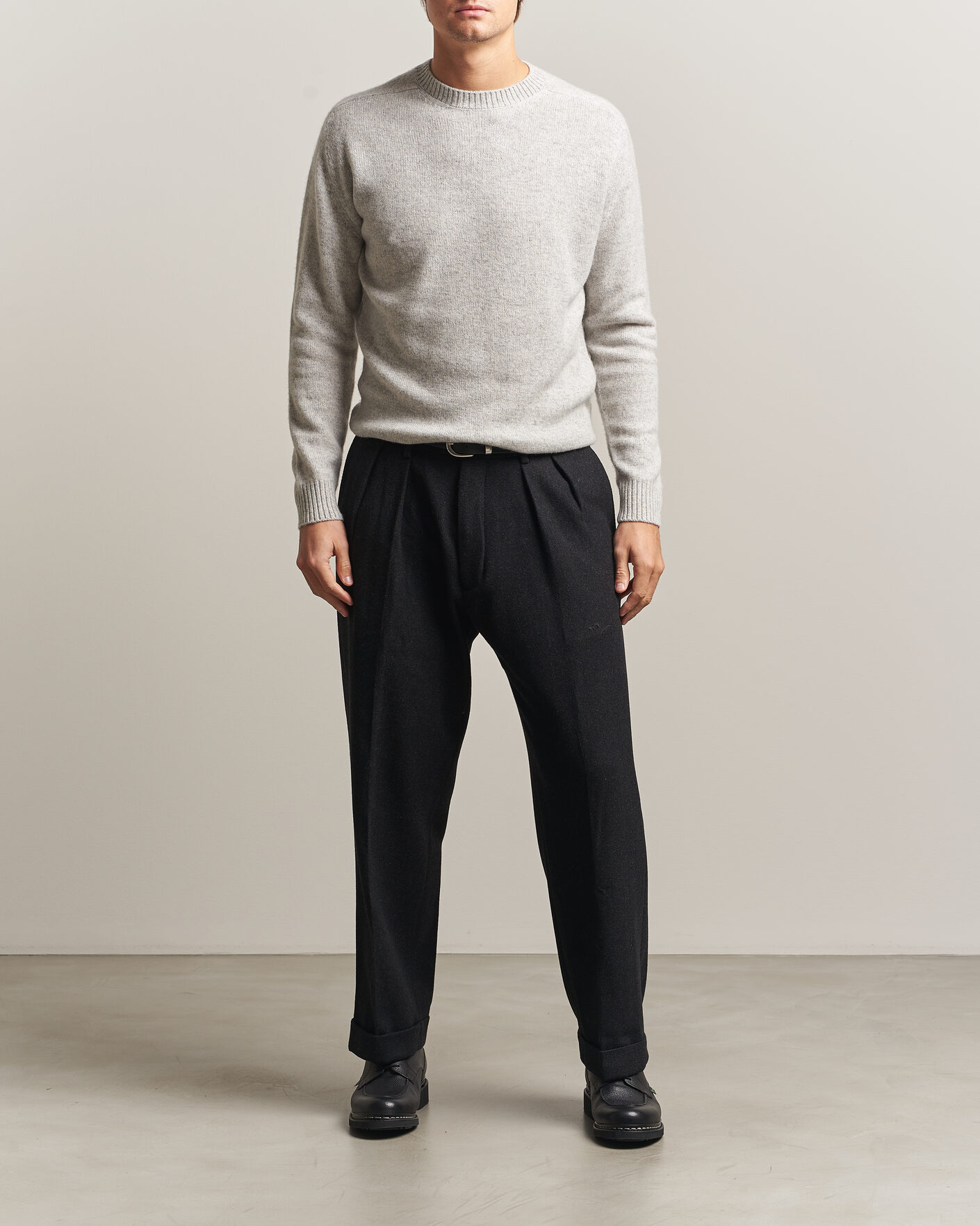Herre | Trøjer | Boglioli | Cloud Cashmere Crew Neck Light Grey