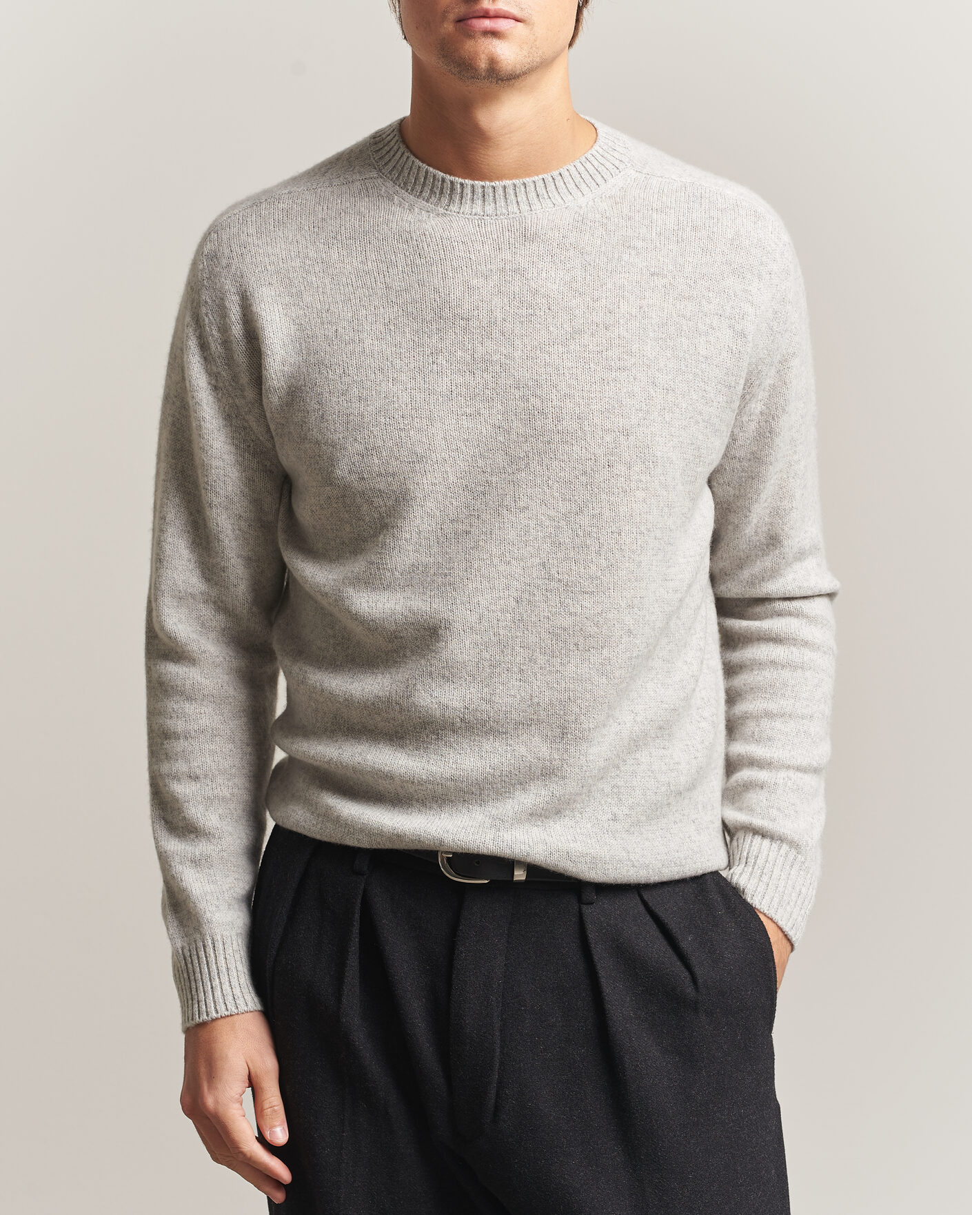 Herre | Trøjer | Boglioli | Cloud Cashmere Crew Neck Light Grey
