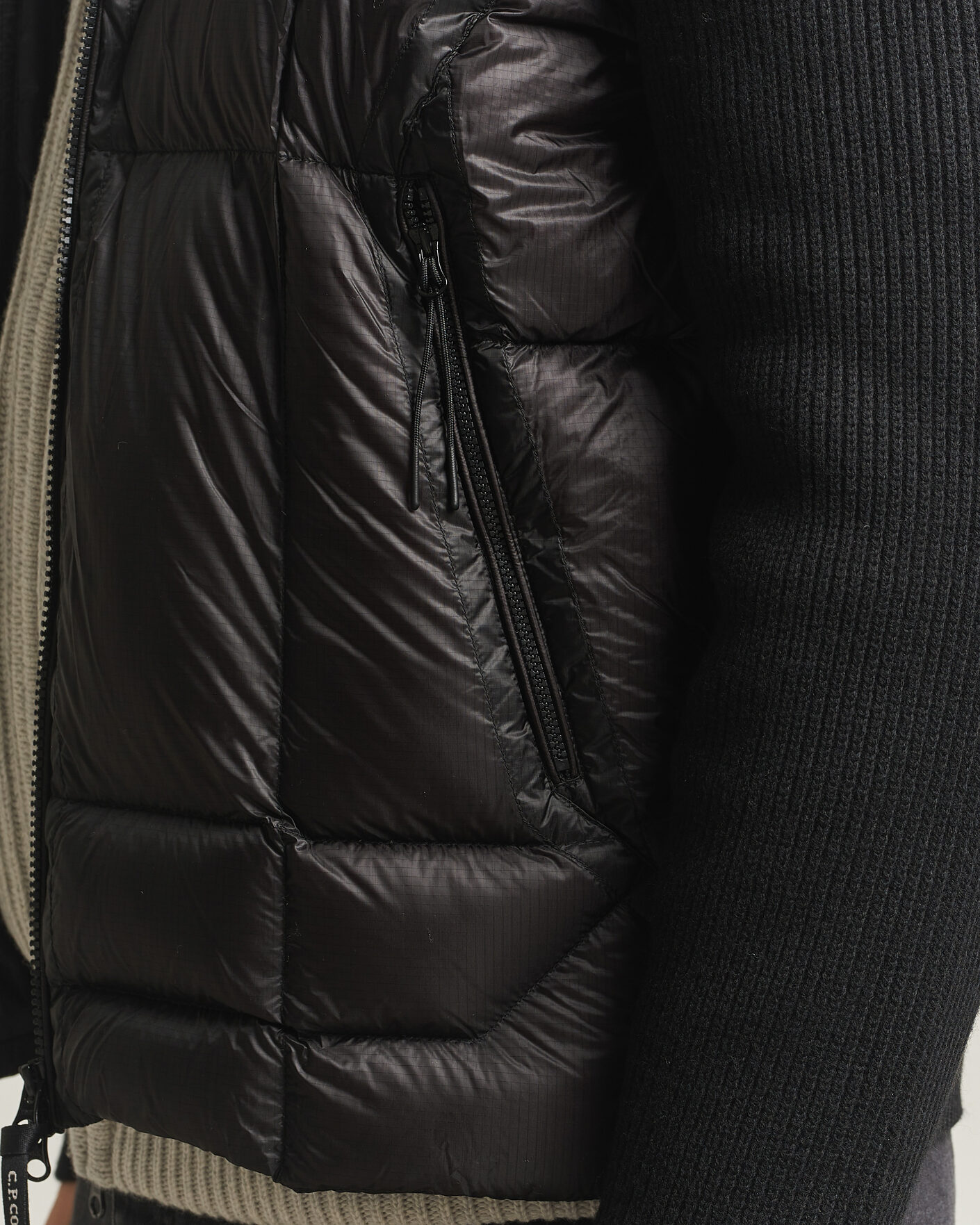 Herre | Jakker | C.P. Company | Merino Wool Padded Hybrid Hood Jacket Black