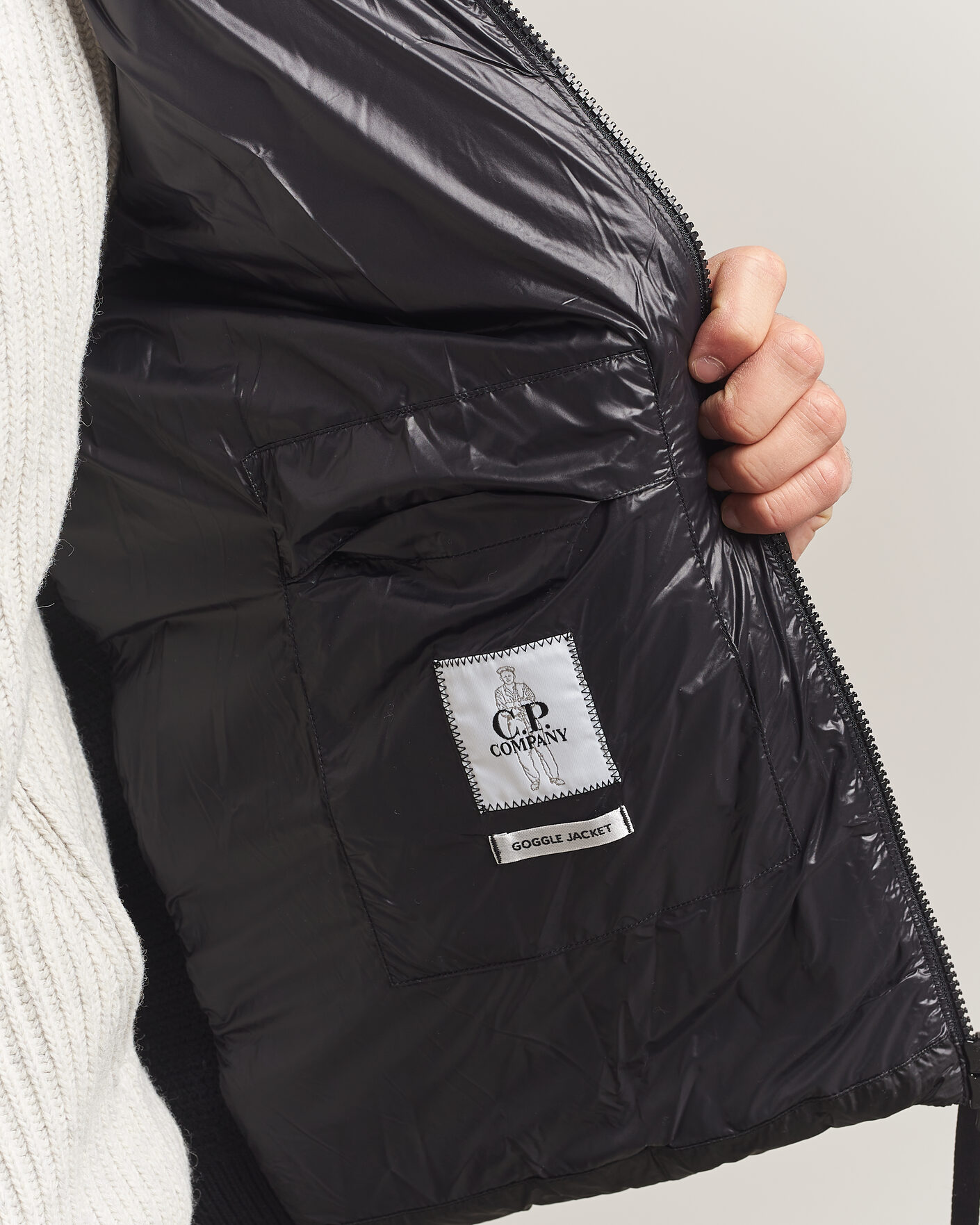Herre | Jakker | C.P. Company | Merino Wool Padded Hybrid Hood Jacket Black
