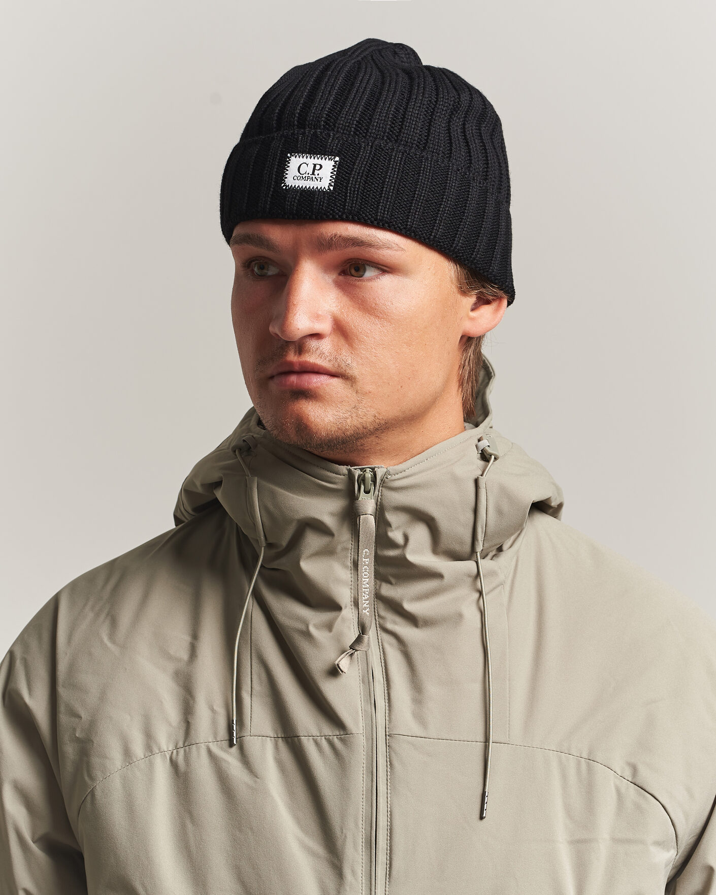 Herre | Huer | C.P. Company | Extra Fine Merino Rib Knitted Hat Black