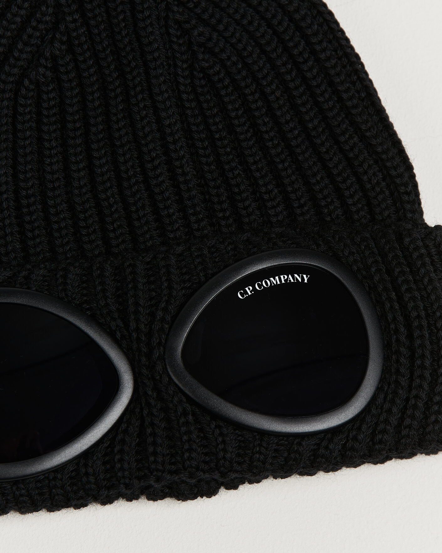 Herre | Huer | C.P. Company | Knitted Merino Goggle Beanie Black