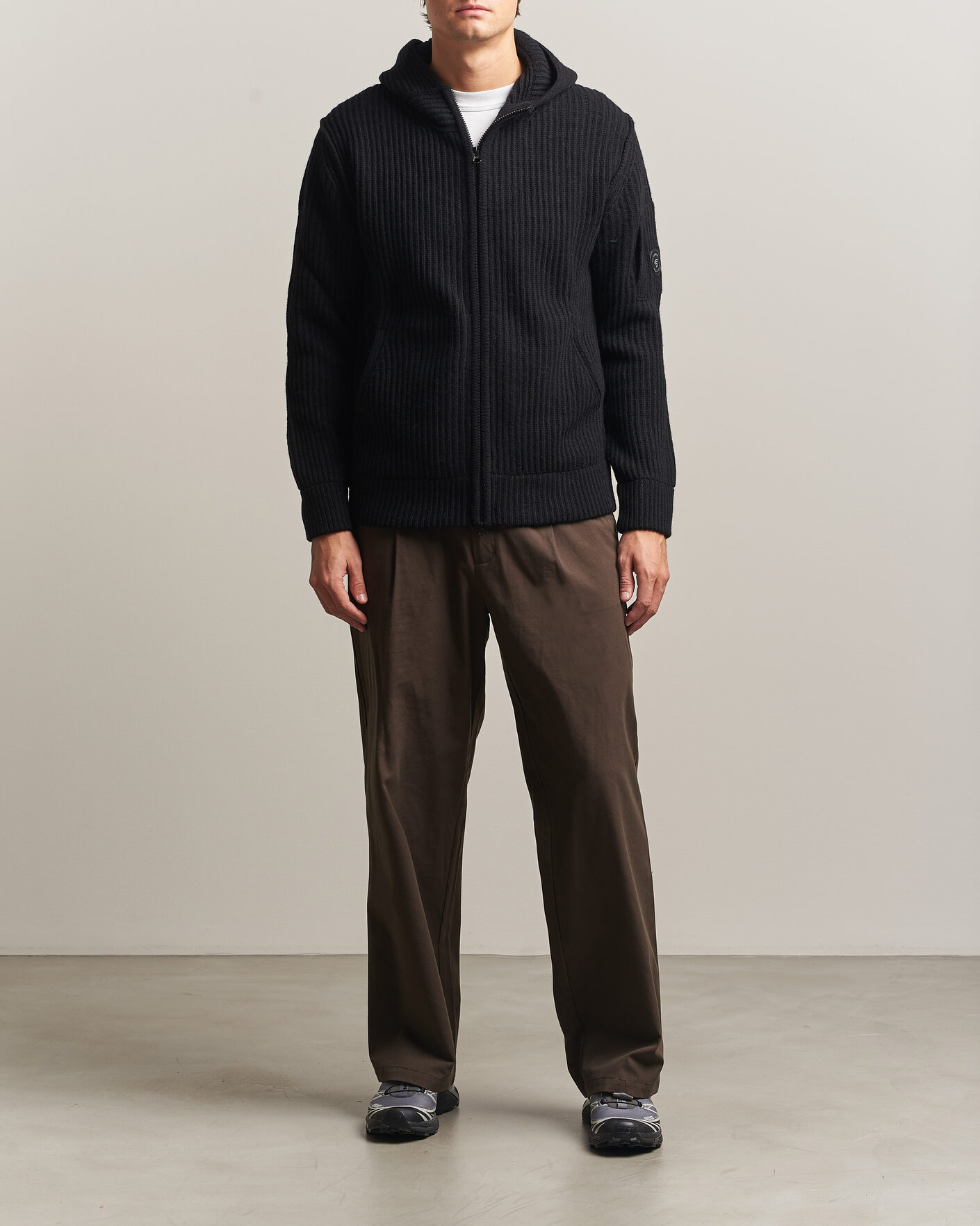 Herre | Trøjer | C.P. Company | Heavy Lambswool Hood Zip Black