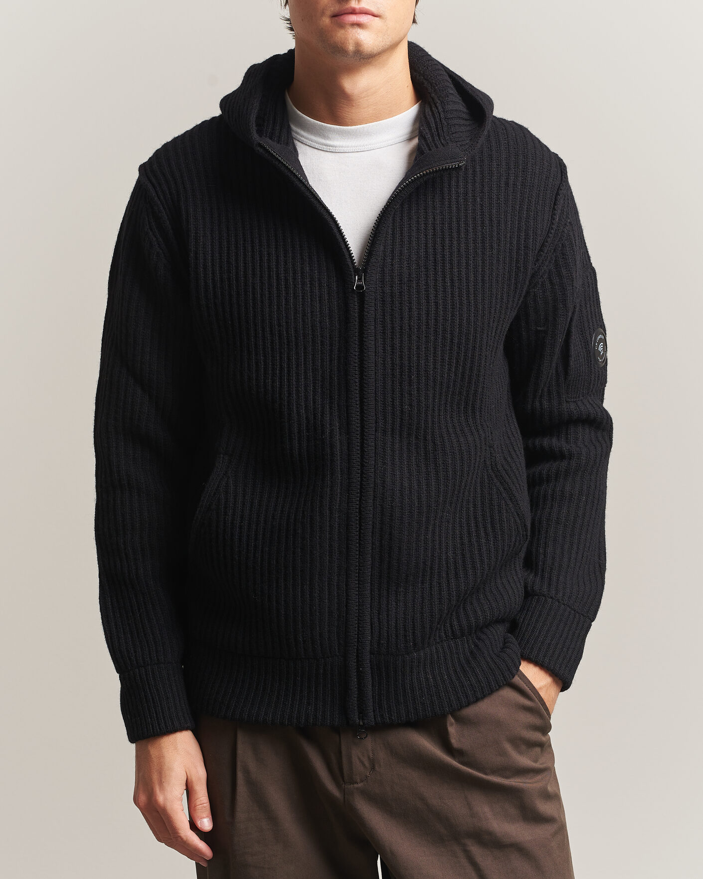 Herre | Trøjer | C.P. Company | Heavy Lambswool Hood Zip Black