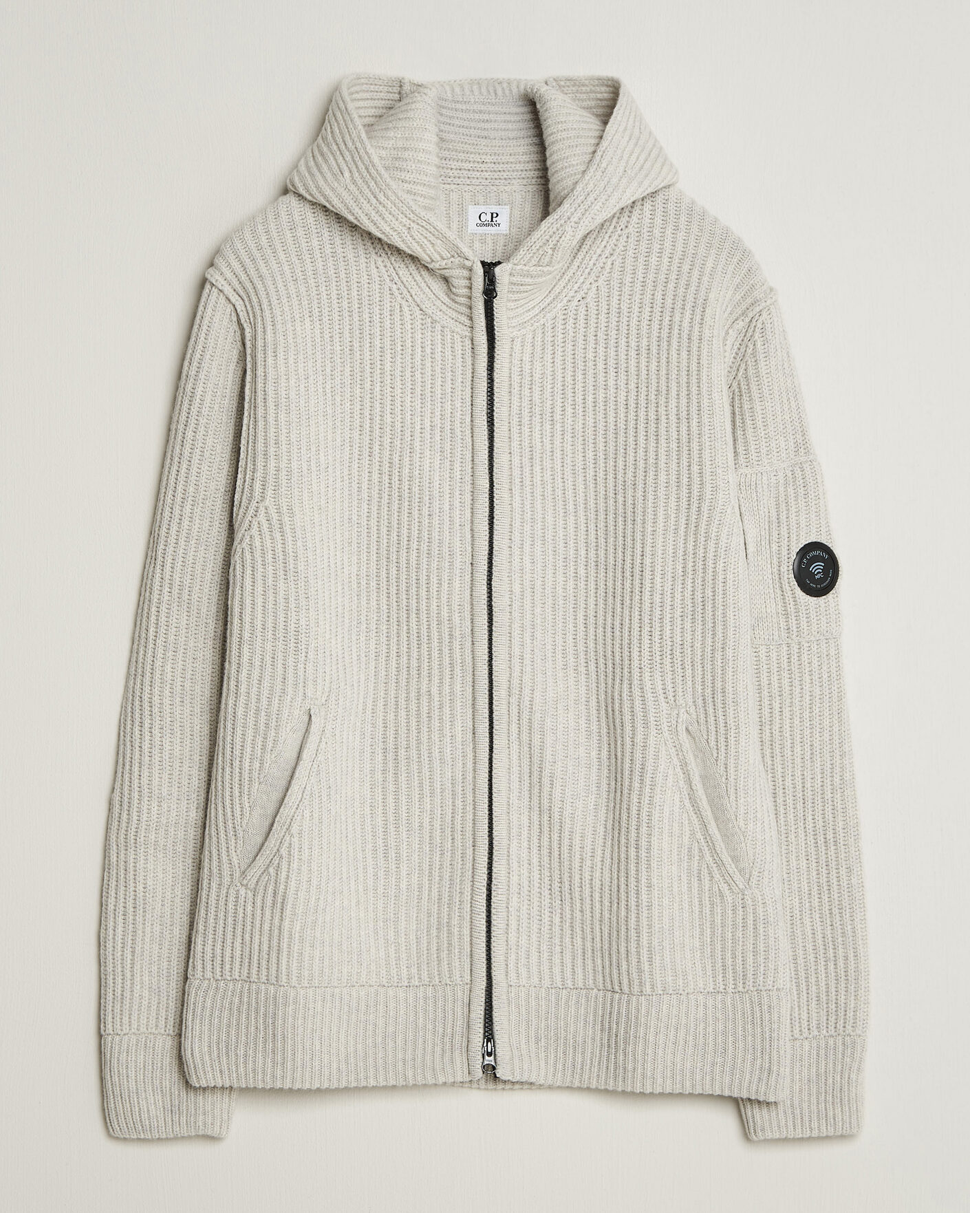 Herre | Trøjer | C.P. Company | Heavy Lambswool Hood Zip Light Grey