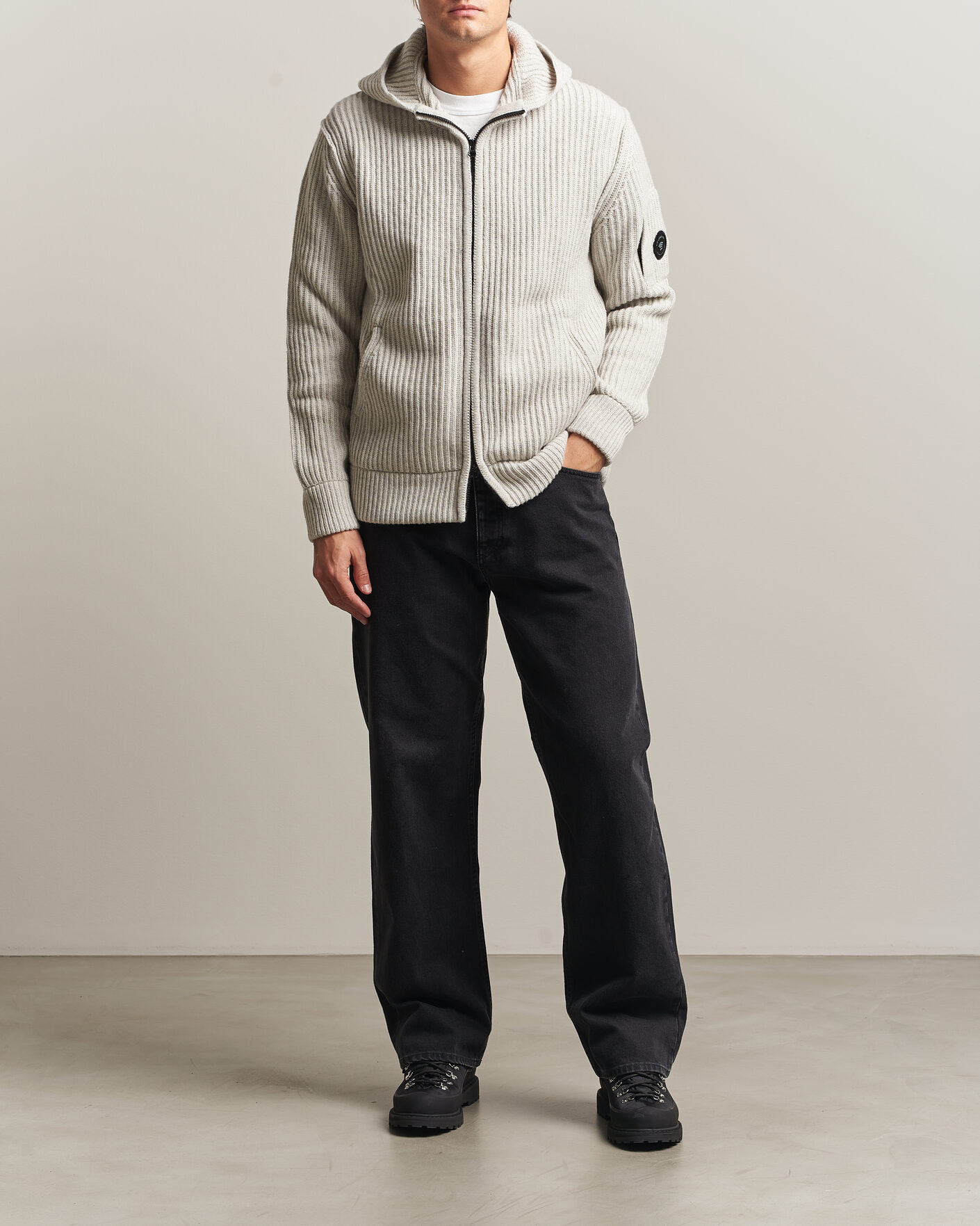 Herre | Trøjer | C.P. Company | Heavy Lambswool Hood Zip Light Grey