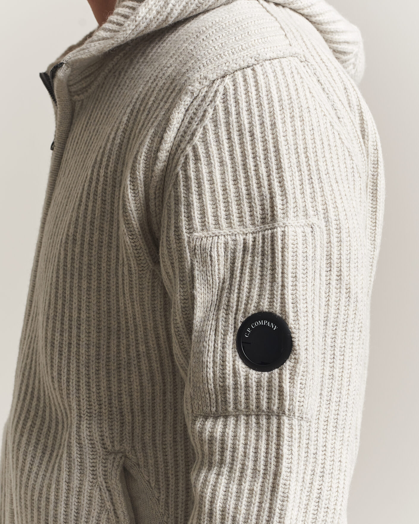 Herre | Trøjer | C.P. Company | Heavy Lambswool Hood Zip Light Grey