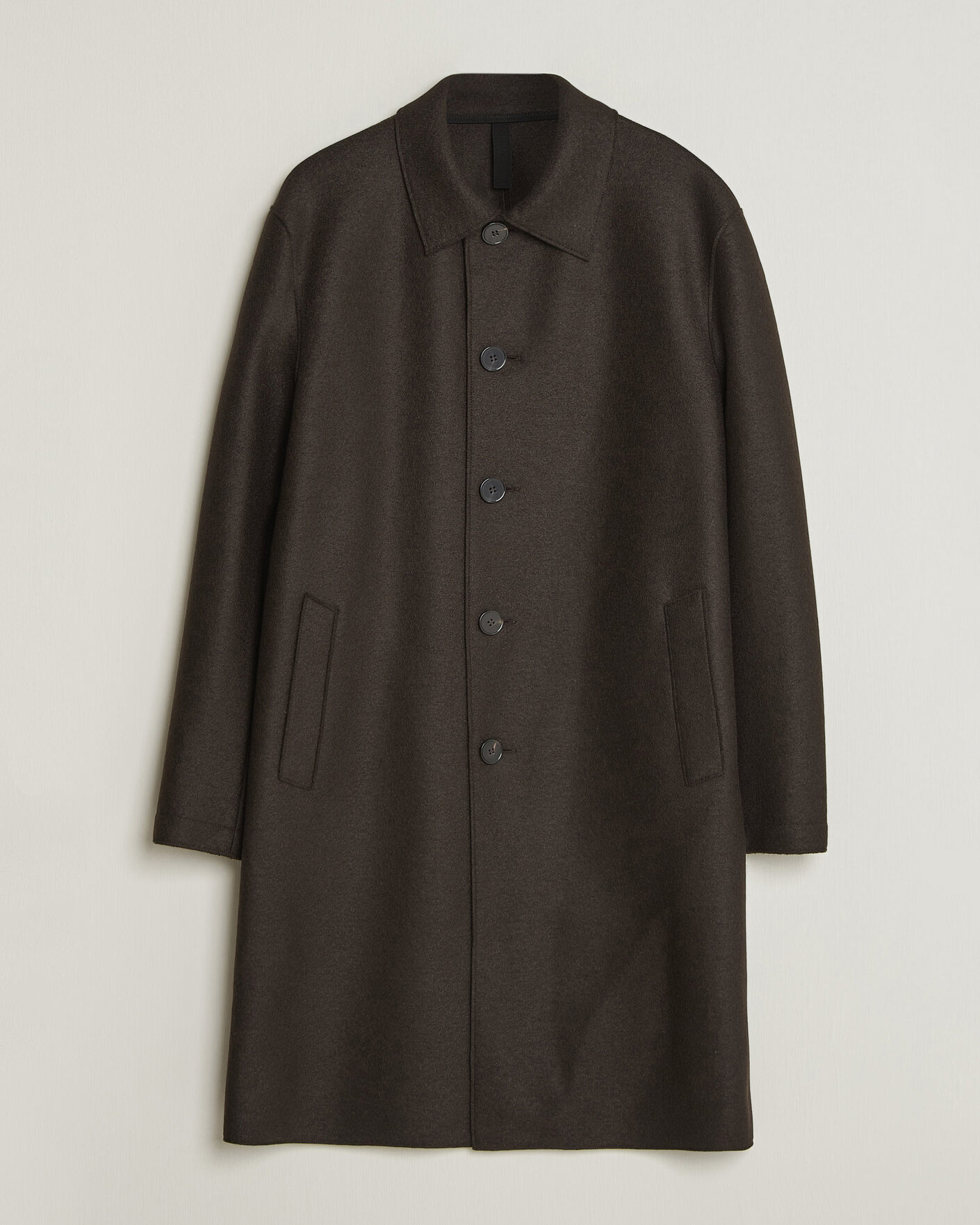 Herre | Jakker | Harris Wharf London | Pressed Wool Mac Coat Dark Brown