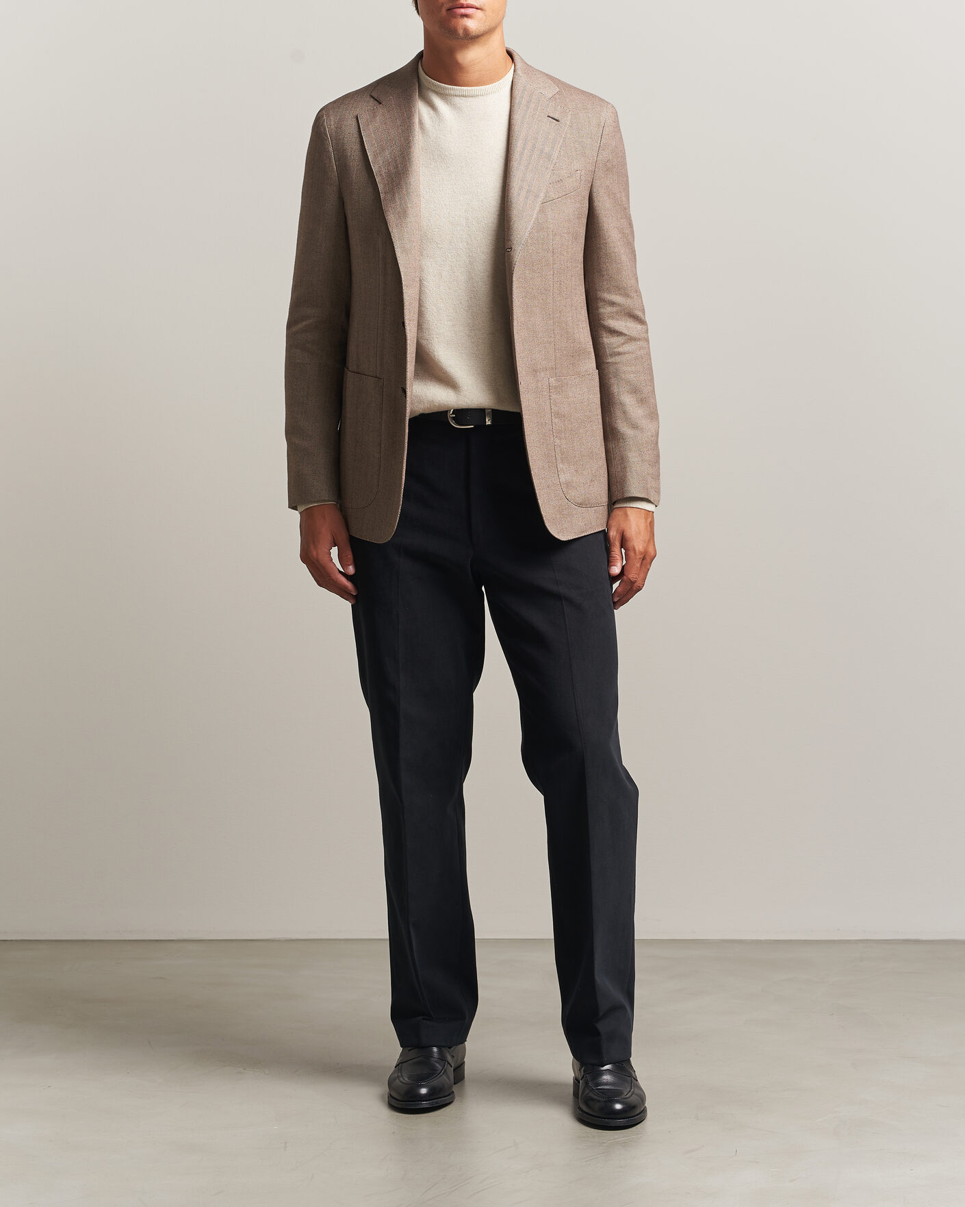 Herre | Blazere & jakker | Caruso | Aida Herringbone Cotton Flannel Blazer Beige