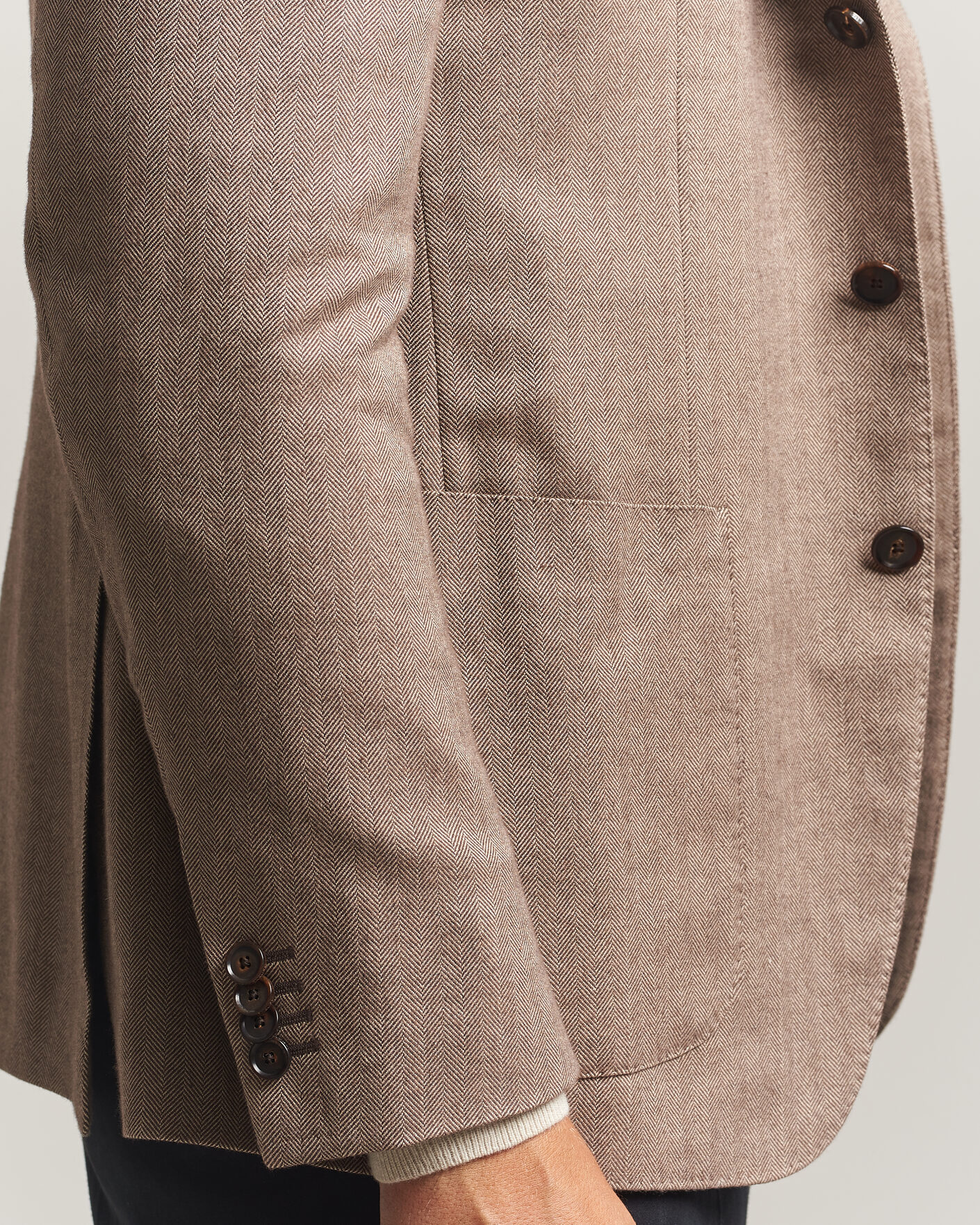 Herre | Blazere & jakker | Caruso | Aida Herringbone Cotton Flannel Blazer Beige