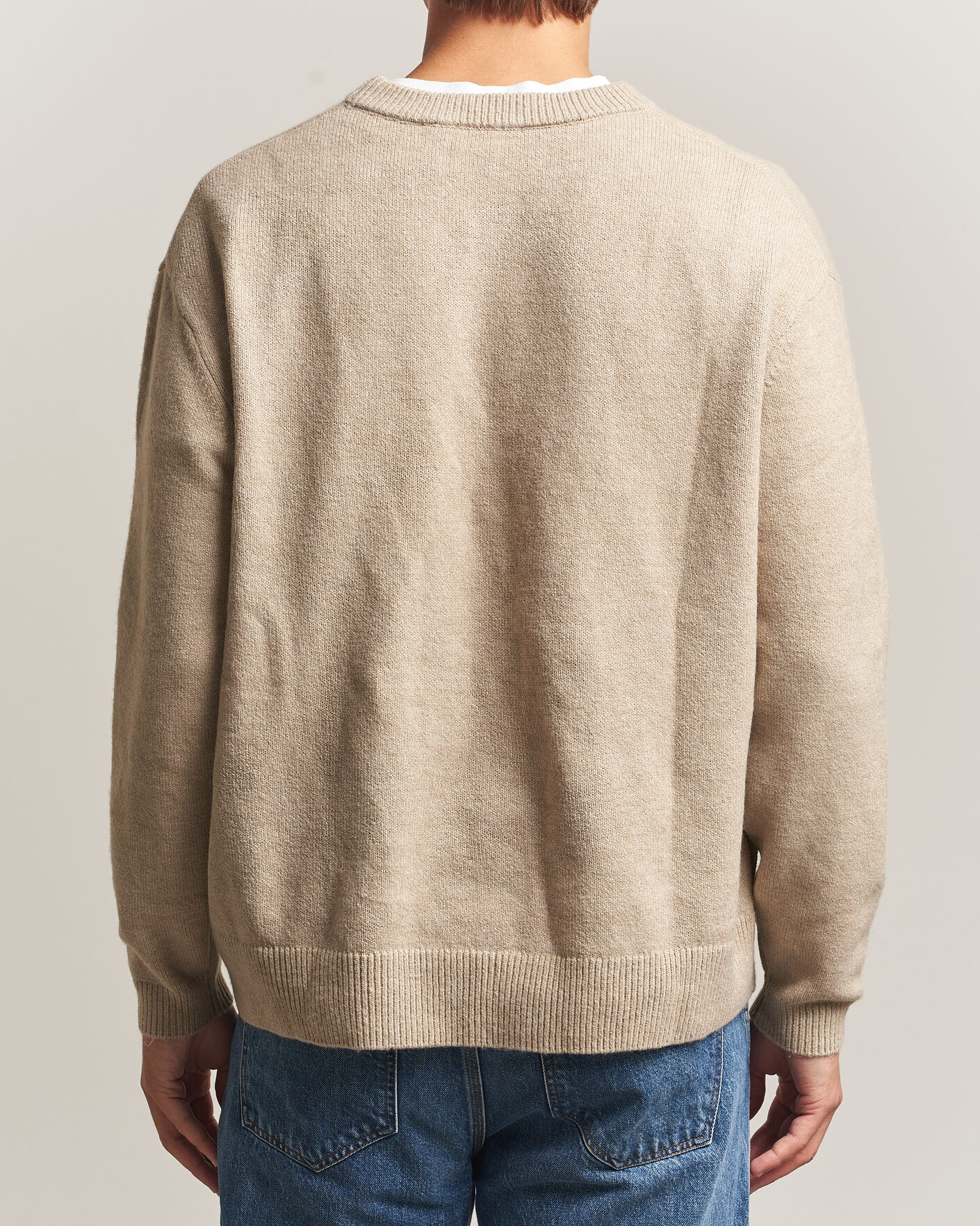 Herre | Trøjer | KnowledgeCotton Apparel | Knitted Crewneck Feather Grey