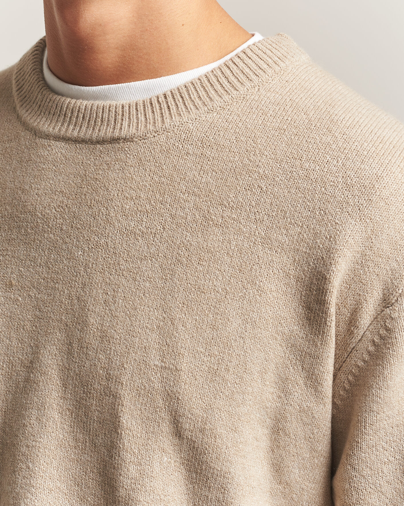 Herre | Trøjer | KnowledgeCotton Apparel | Knitted Crewneck Feather Grey
