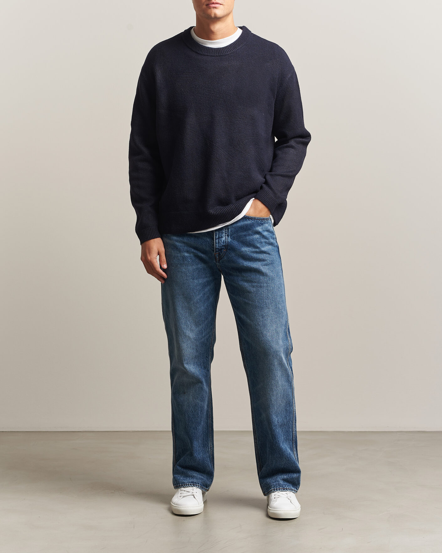 Herre | Trøjer | KnowledgeCotton Apparel | Knitted Crewneck Night Sky
