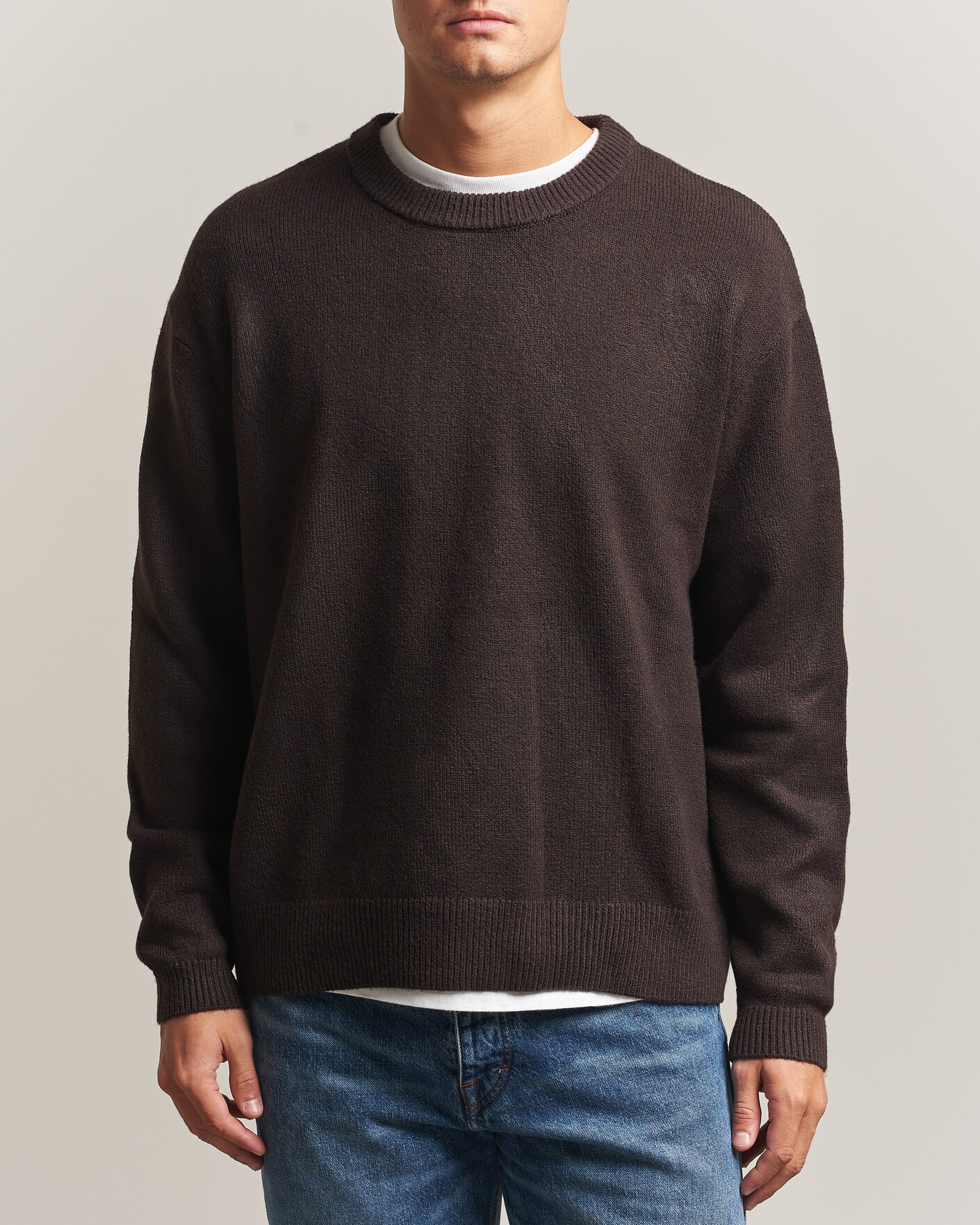 Herre | Trøjer | KnowledgeCotton Apparel | Knitted Crewneck Chocolate Tort