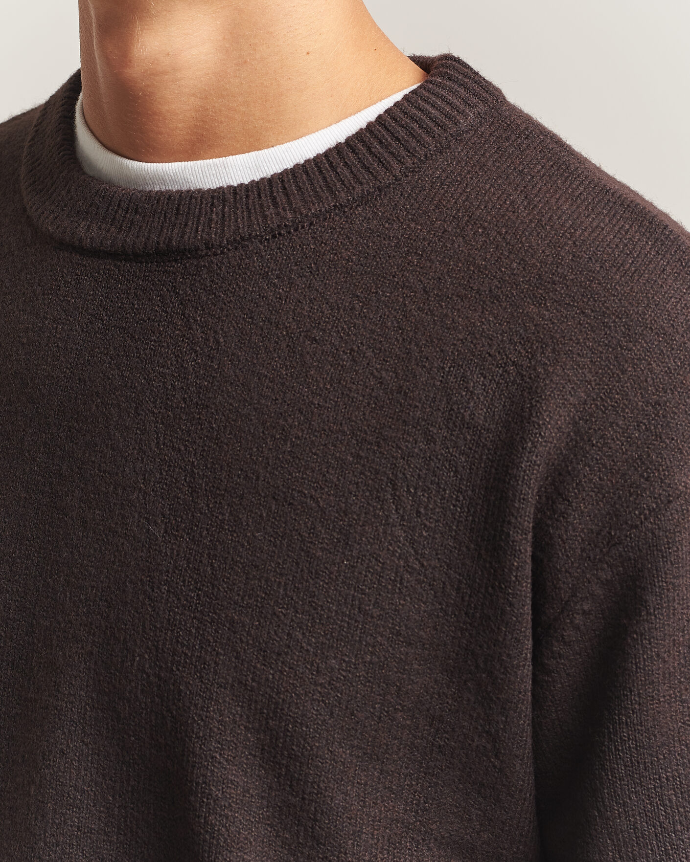 Herre | Trøjer | KnowledgeCotton Apparel | Knitted Crewneck Chocolate Tort