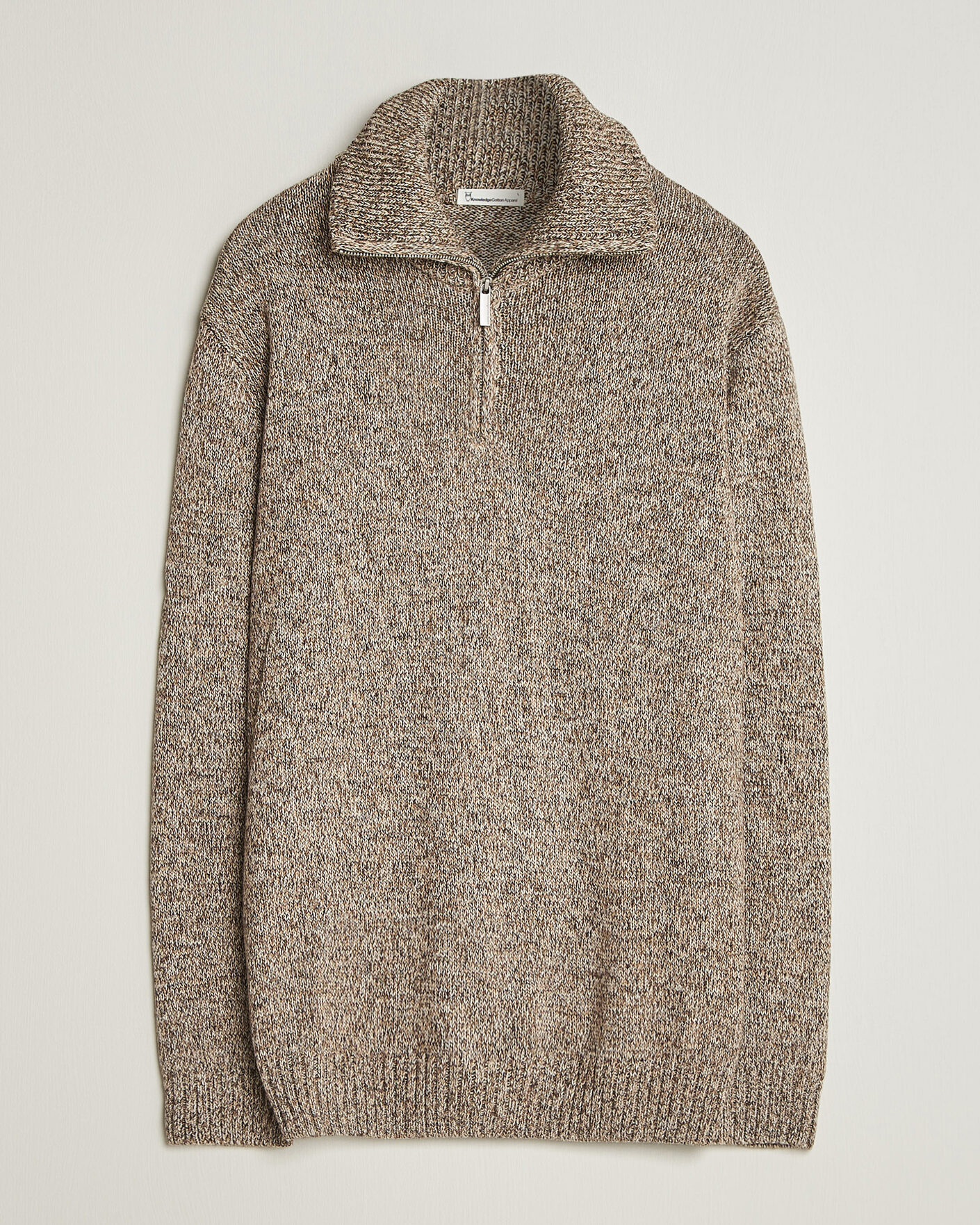 Herre | Trøjer | KnowledgeCotton Apparel | Heavy Knitted Half Zip Brown