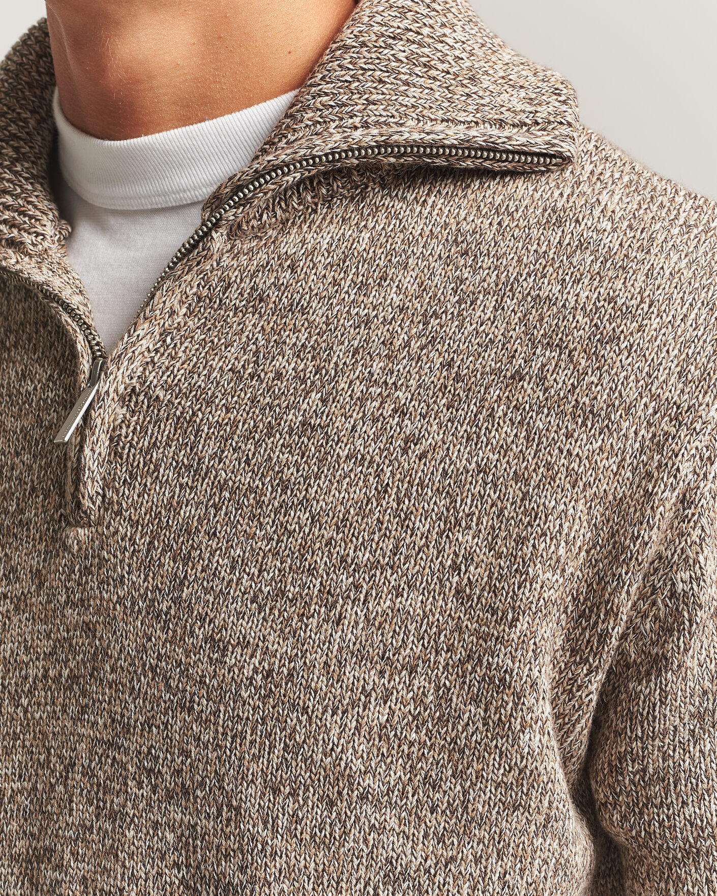 Herre | Trøjer | KnowledgeCotton Apparel | Heavy Knitted Half Zip Brown