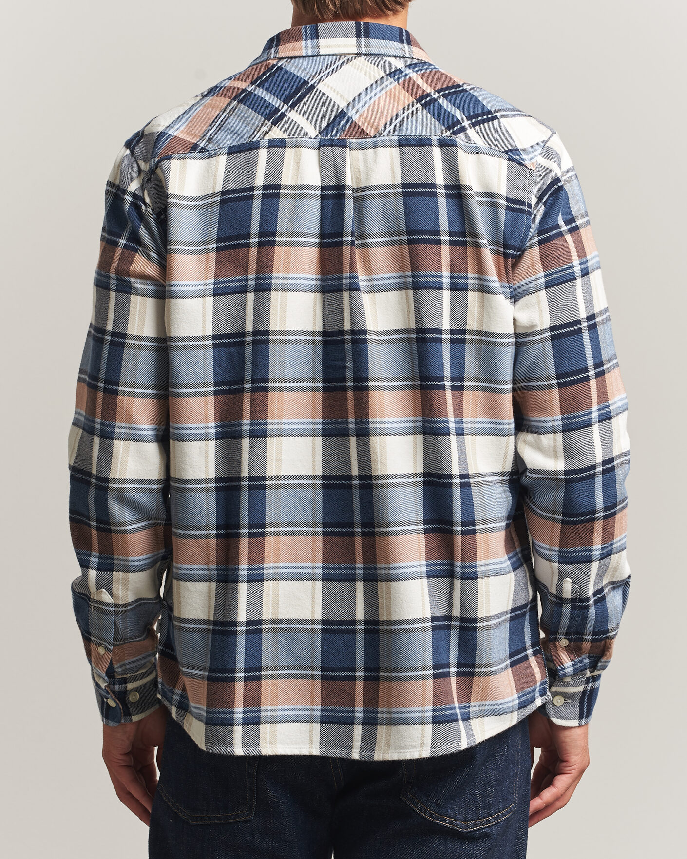 Herre | Skjorter | KnowledgeCotton Apparel | Regular Fit Check Melange Flannel Shirt Navy