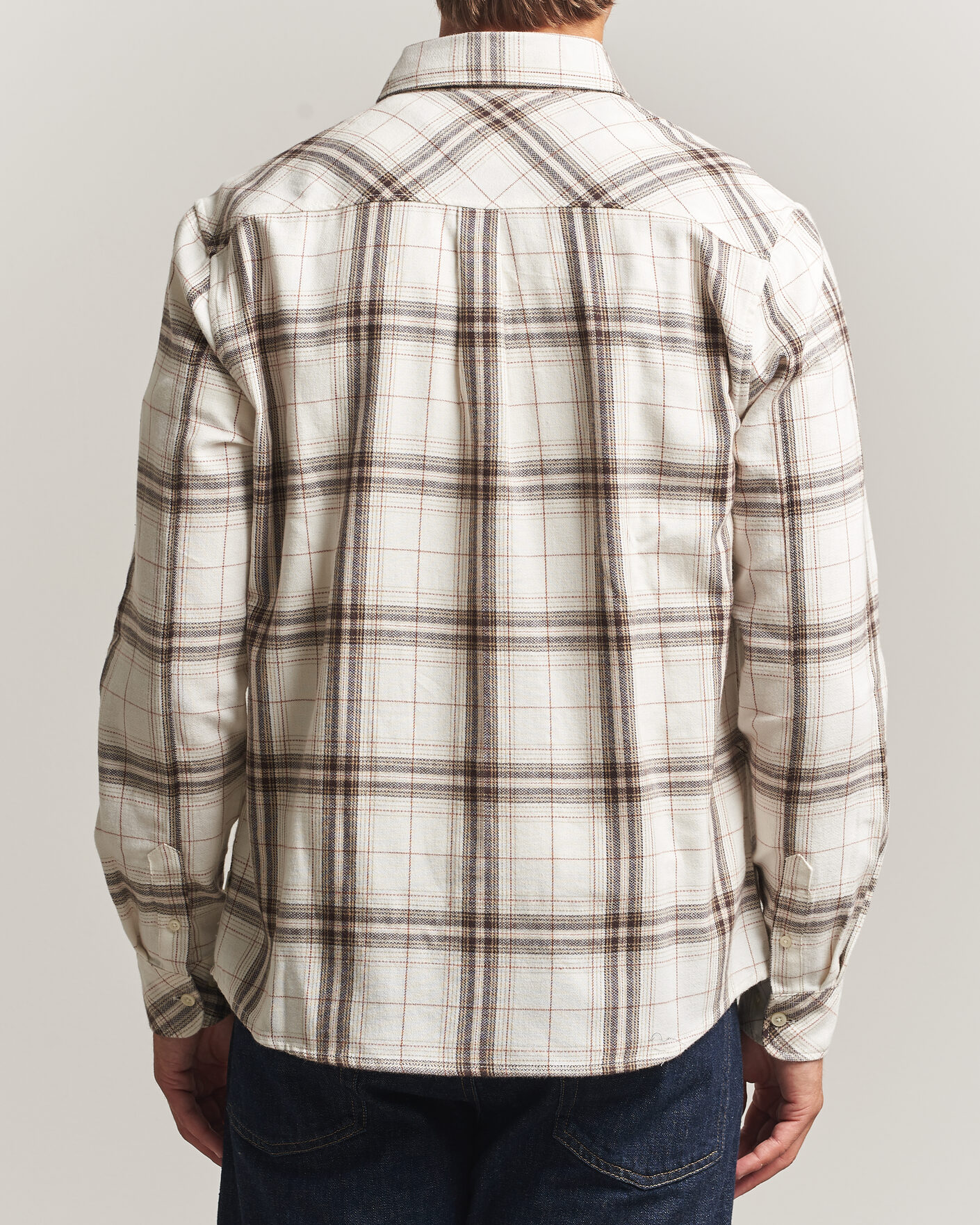 Herre | Skjorter | KnowledgeCotton Apparel | Regular Fit Check Melange Flannel Shirt Cream