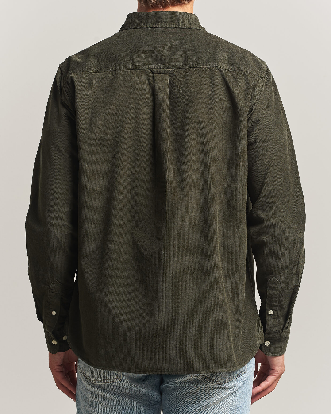Herre | Skjorter | KnowledgeCotton Apparel | Regular Fit Cord Shirt Forest Night