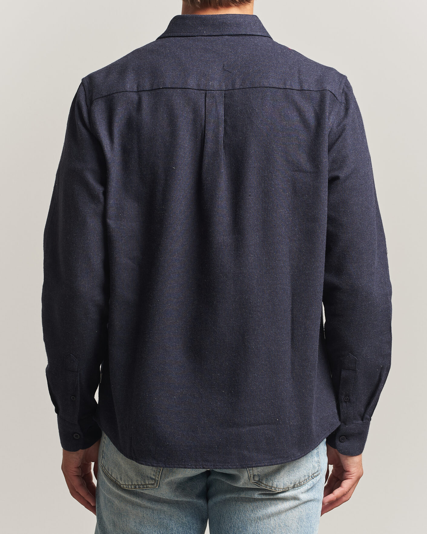 Herre | Skjorter | KnowledgeCotton Apparel | Regular Fit Melange Flannel Shirt Navy