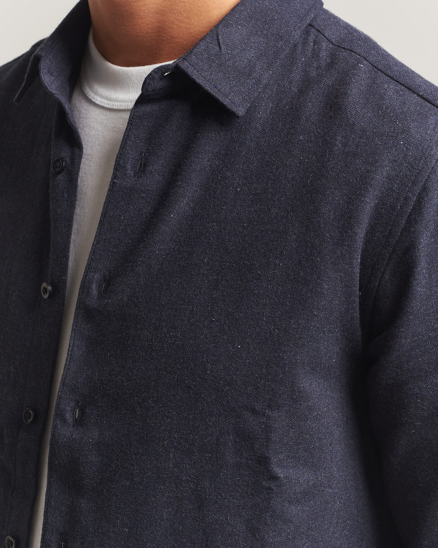 Herre | Skjorter | KnowledgeCotton Apparel | Regular Fit Melange Flannel Shirt Navy