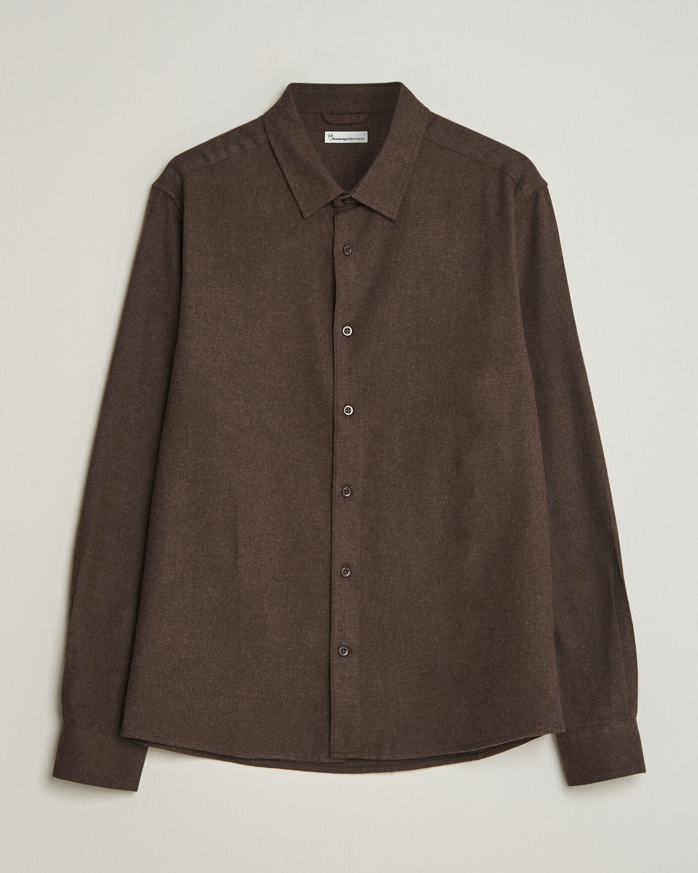 Herre | Skjorter | KnowledgeCotton Apparel | Regular Fit Melange Flannel Shirt Chocolate