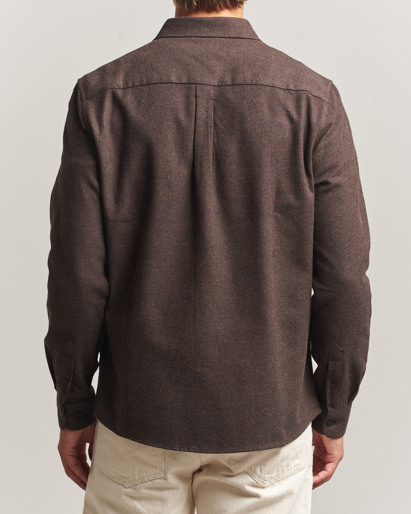 Herre | Skjorter | KnowledgeCotton Apparel | Regular Fit Melange Flannel Shirt Chocolate