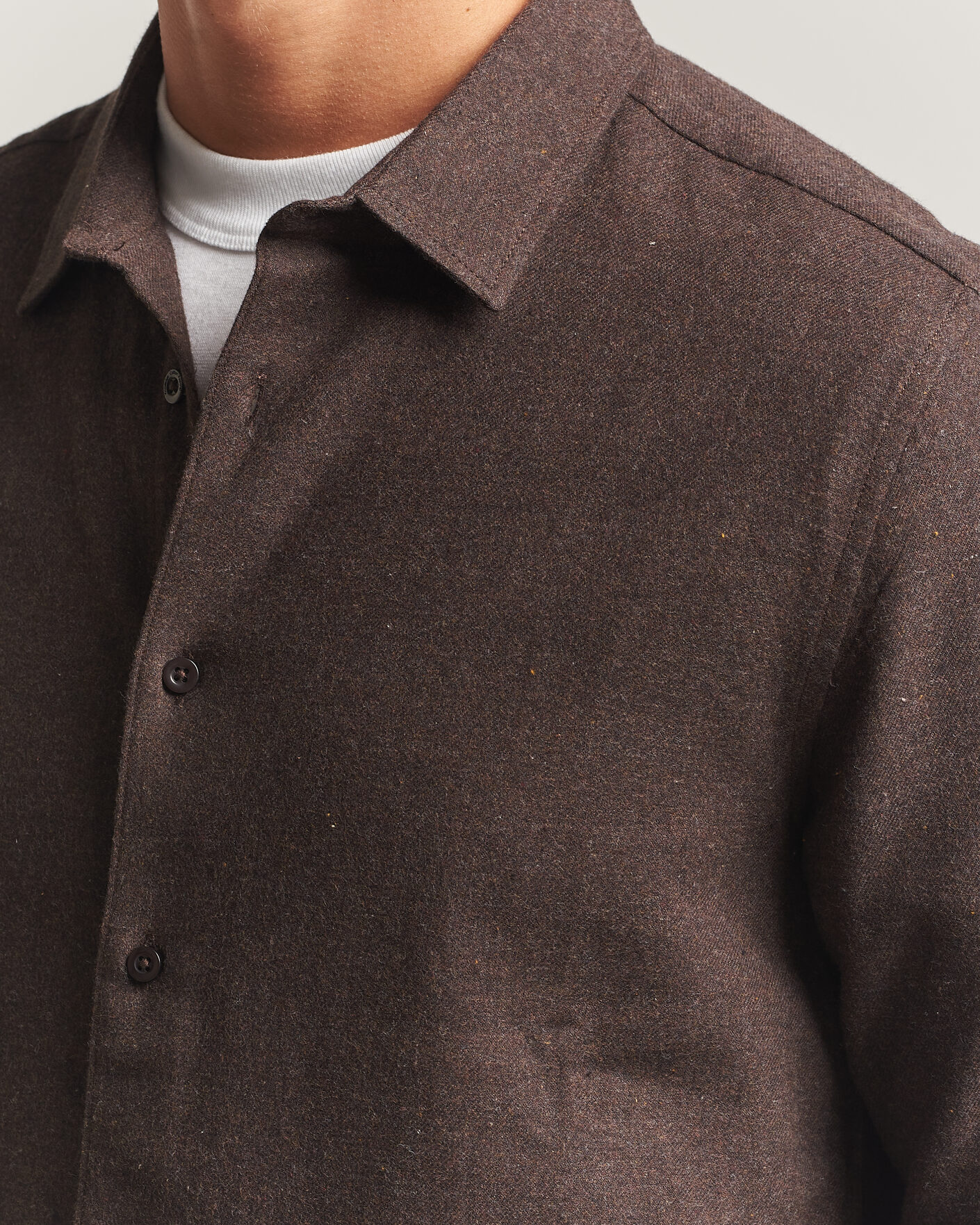 Herre | Skjorter | KnowledgeCotton Apparel | Regular Fit Melange Flannel Shirt Chocolate