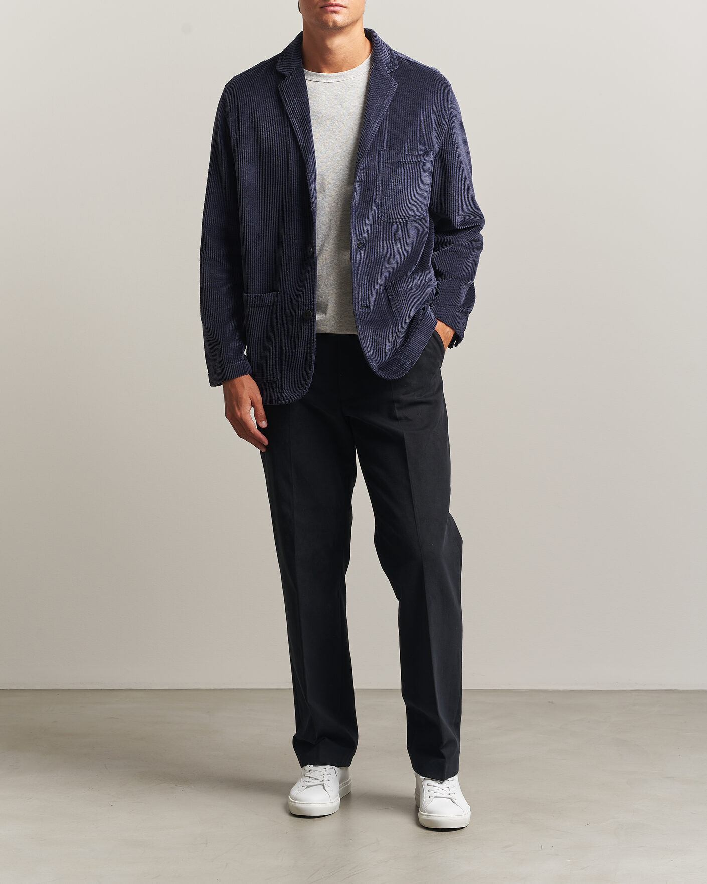 Herre | Blazere & jakker | KnowledgeCotton Apparel | Cotton Corduroy Blazer Night Sky