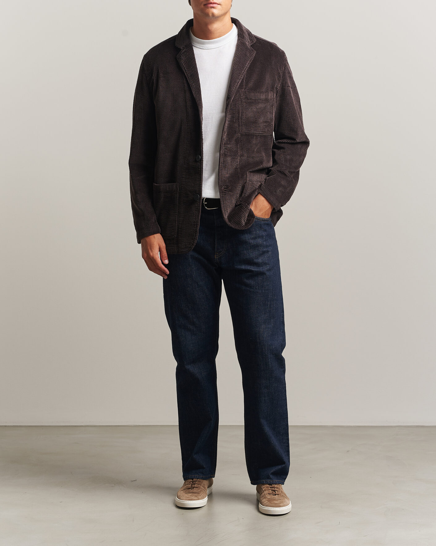 Herre | Blazere & jakker | KnowledgeCotton Apparel | Cotton Corduroy Blazer Chocolate