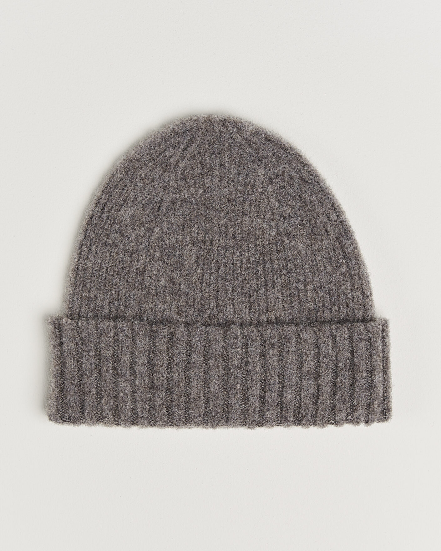 Herre | Huer | Robert Mackie | Rona Ribbed Shaggy Lambswool Beanie Light Brown