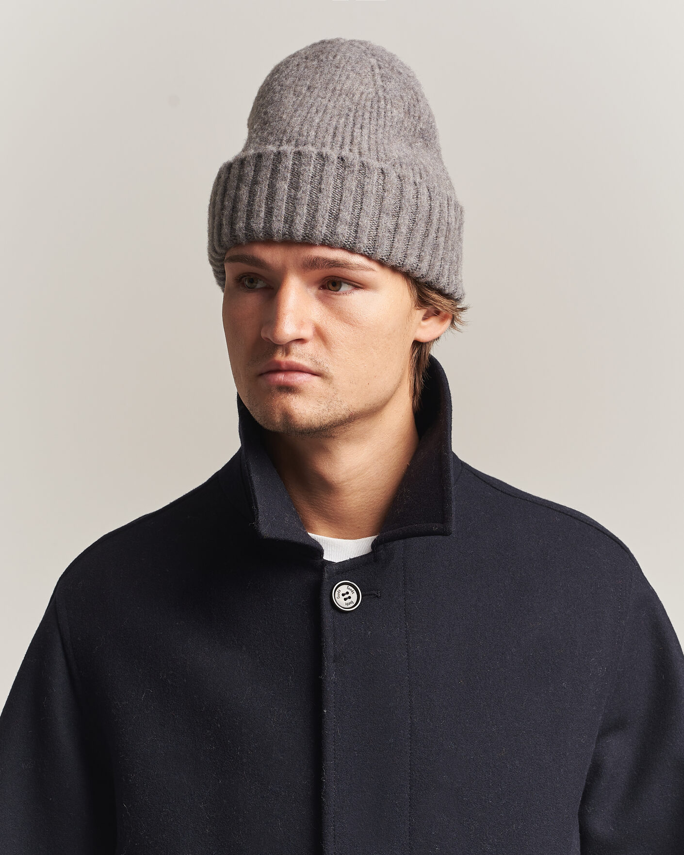 Herre | Huer | Robert Mackie | Rona Ribbed Shaggy Lambswool Beanie Light Brown