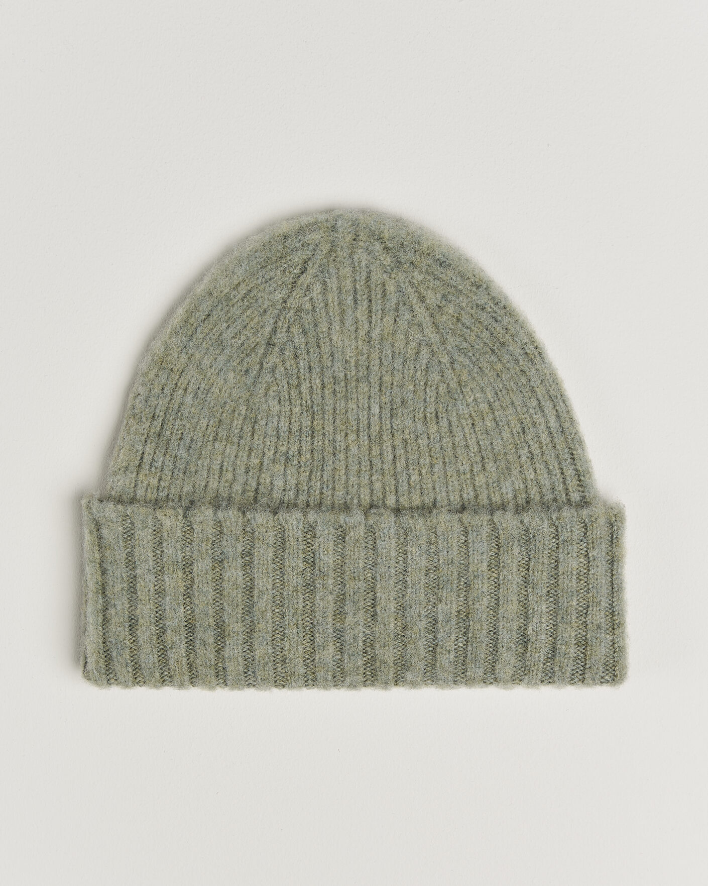 Herre | Huer | Robert Mackie | Rona Ribbed Shaggy Lambswool Beanie Light Green