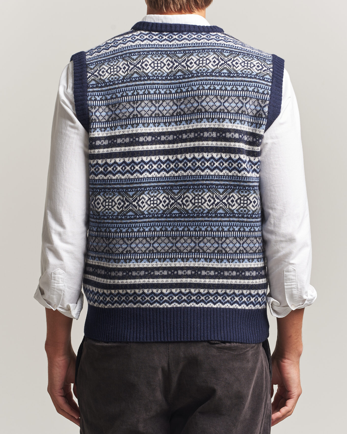 Herre | Trøjer | Morgano | Wool/Cashmere Fair Isle Knitted Vest Navy