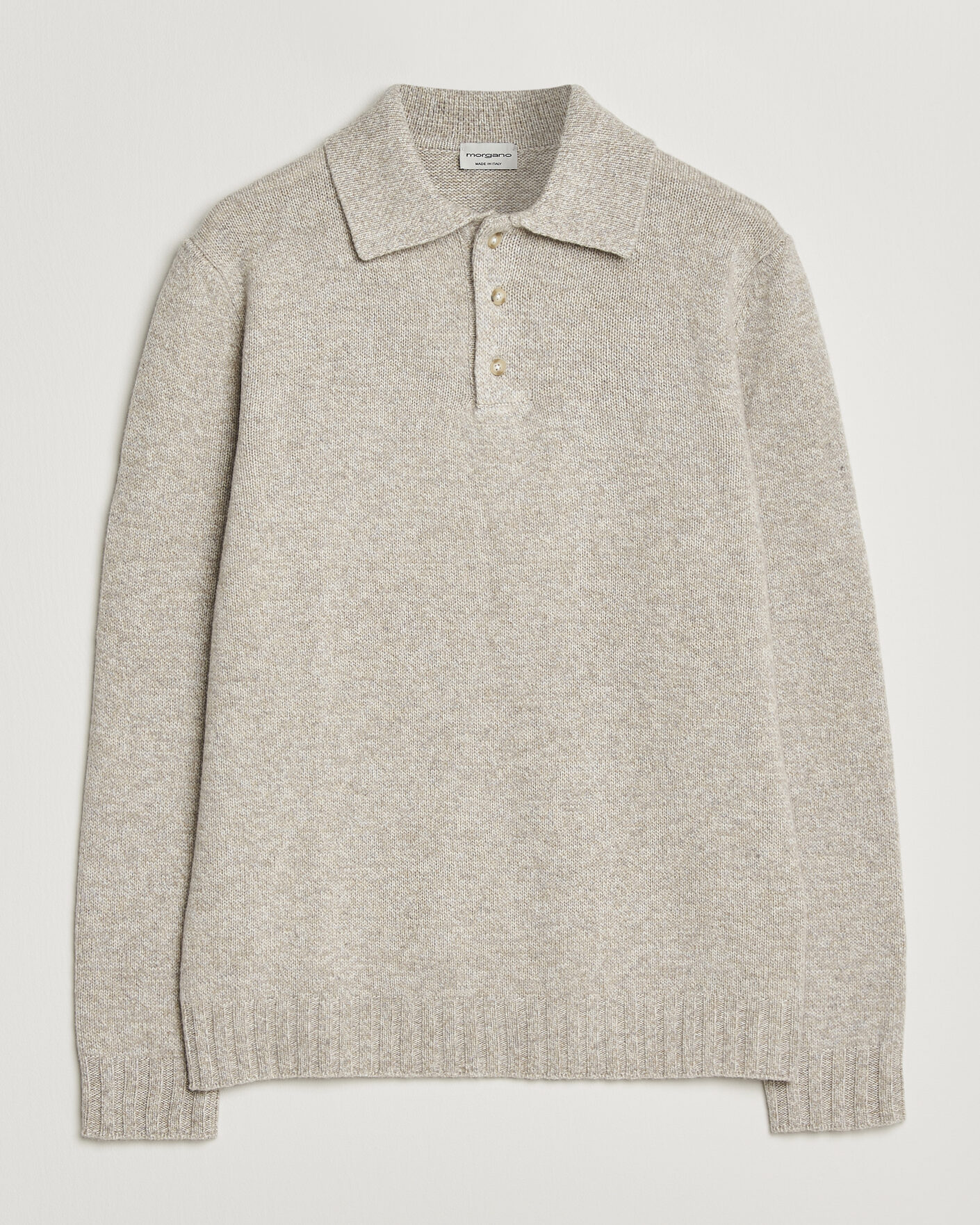 Herre | Trøjer | Morgano | Wool/Cashmere Knitted Polo Beige