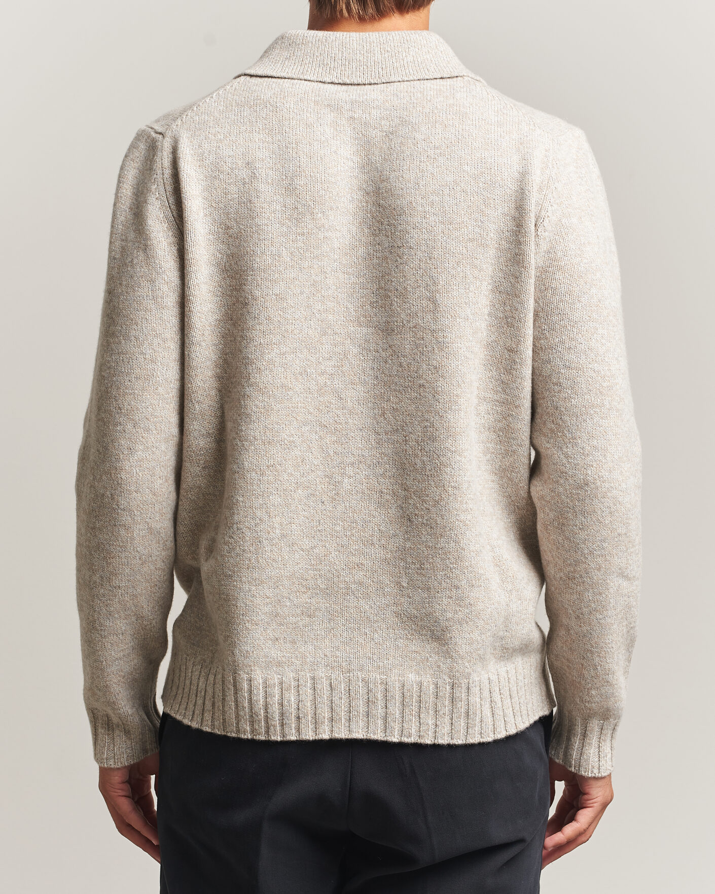 Herre | Trøjer | Morgano | Wool/Cashmere Knitted Polo Beige